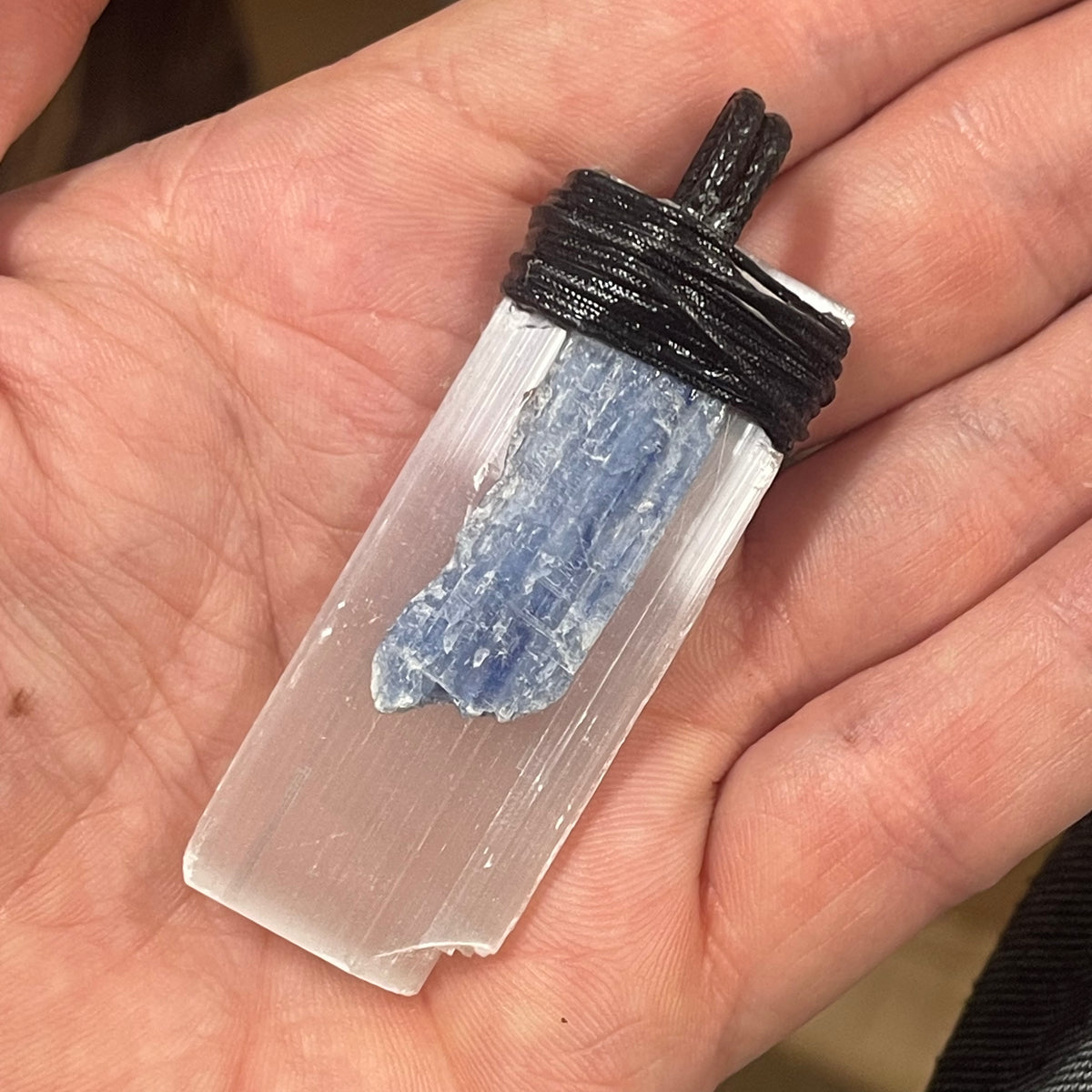 Selenite &amp; Kyanite Handmade Pendant SK-4