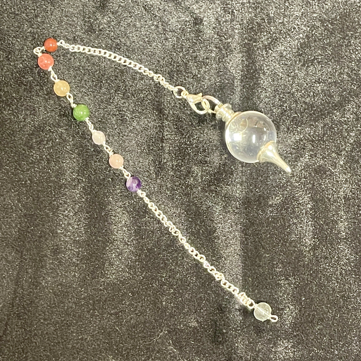Clear Quartz Pendulum with Chakra Chain