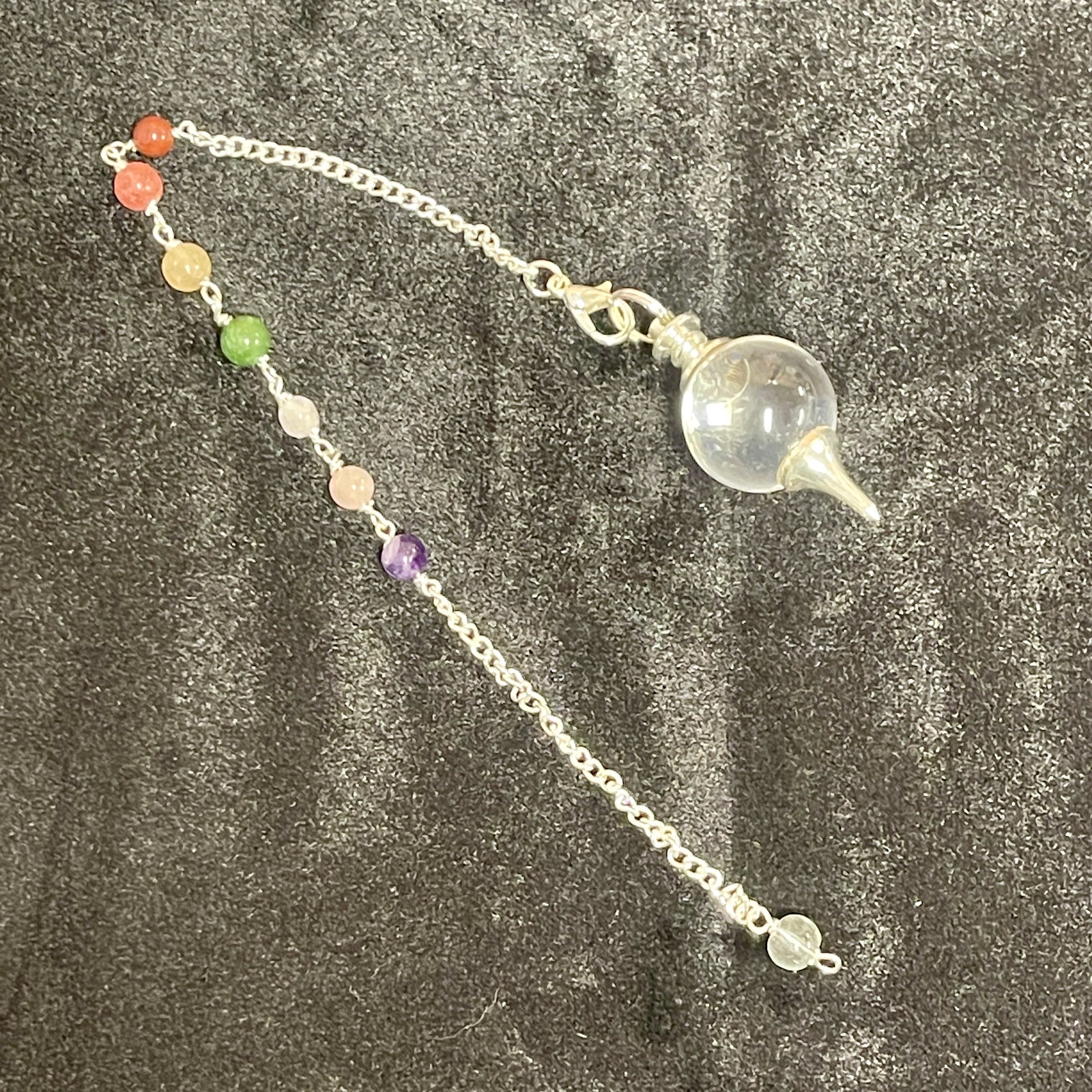 Clear Quartz Pendulum with Chakra Chain