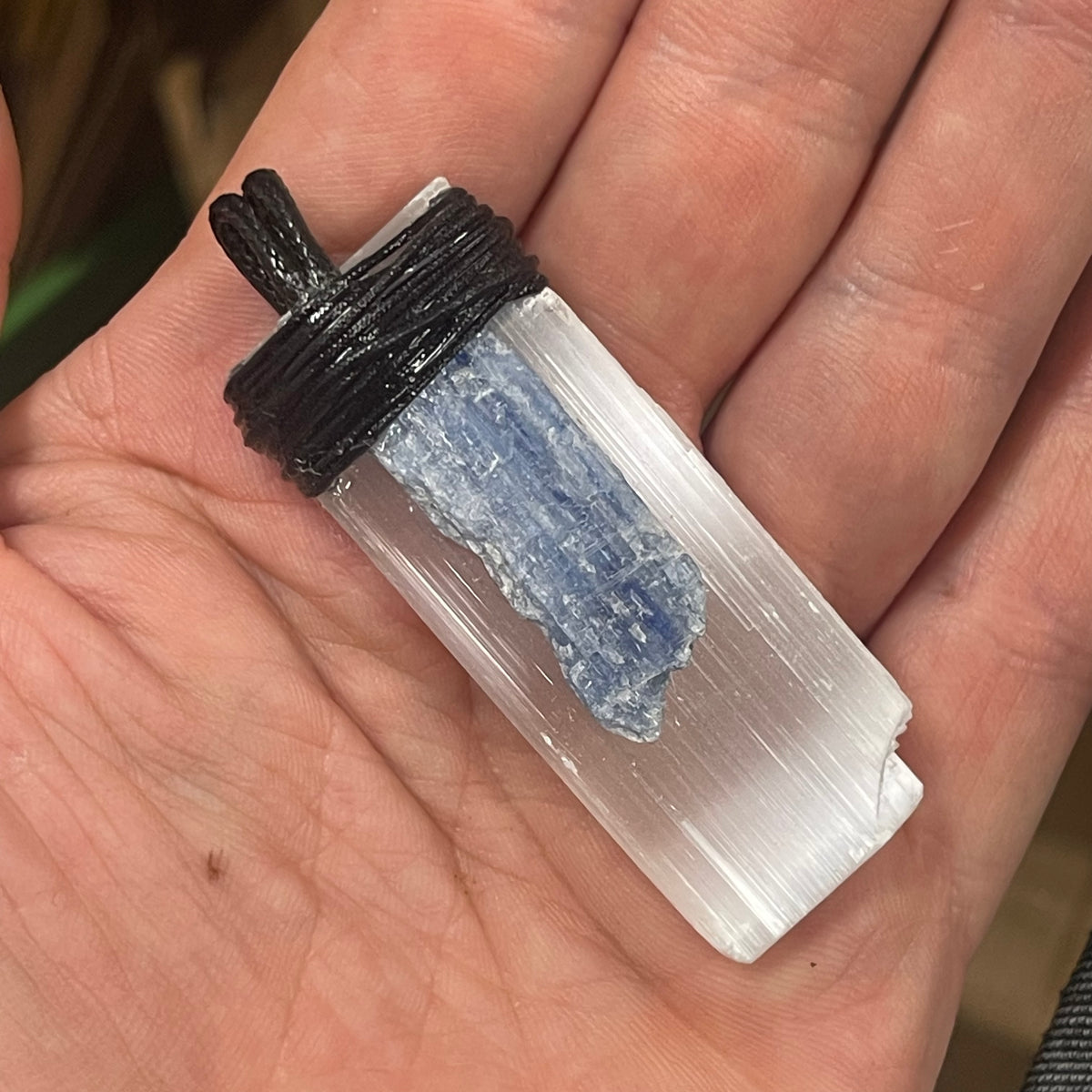 Selenite &amp; Kyanite Handmade Pendant SK-4