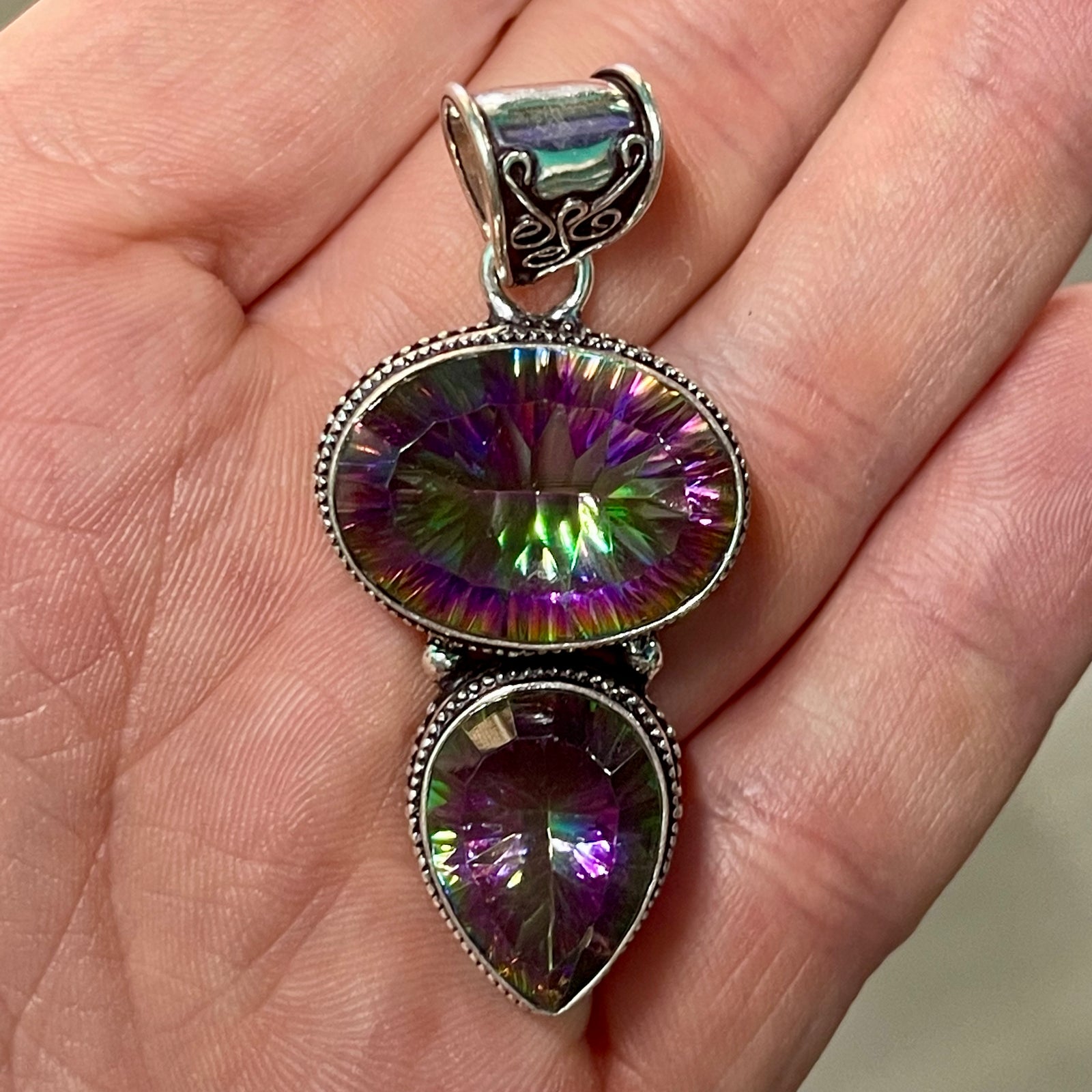 Silver Plated Mystic Topaz Pendant