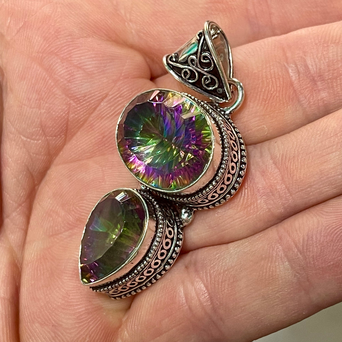 Silver Plated Mystic Topaz Pendant