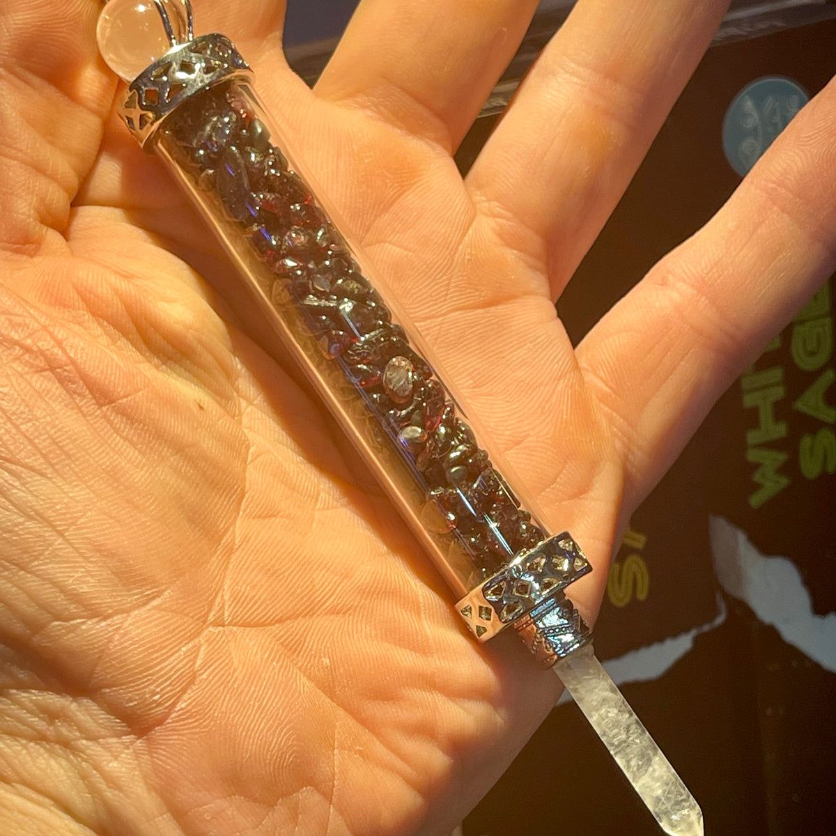 Garnet Chip  Wand/ Pendant 34g