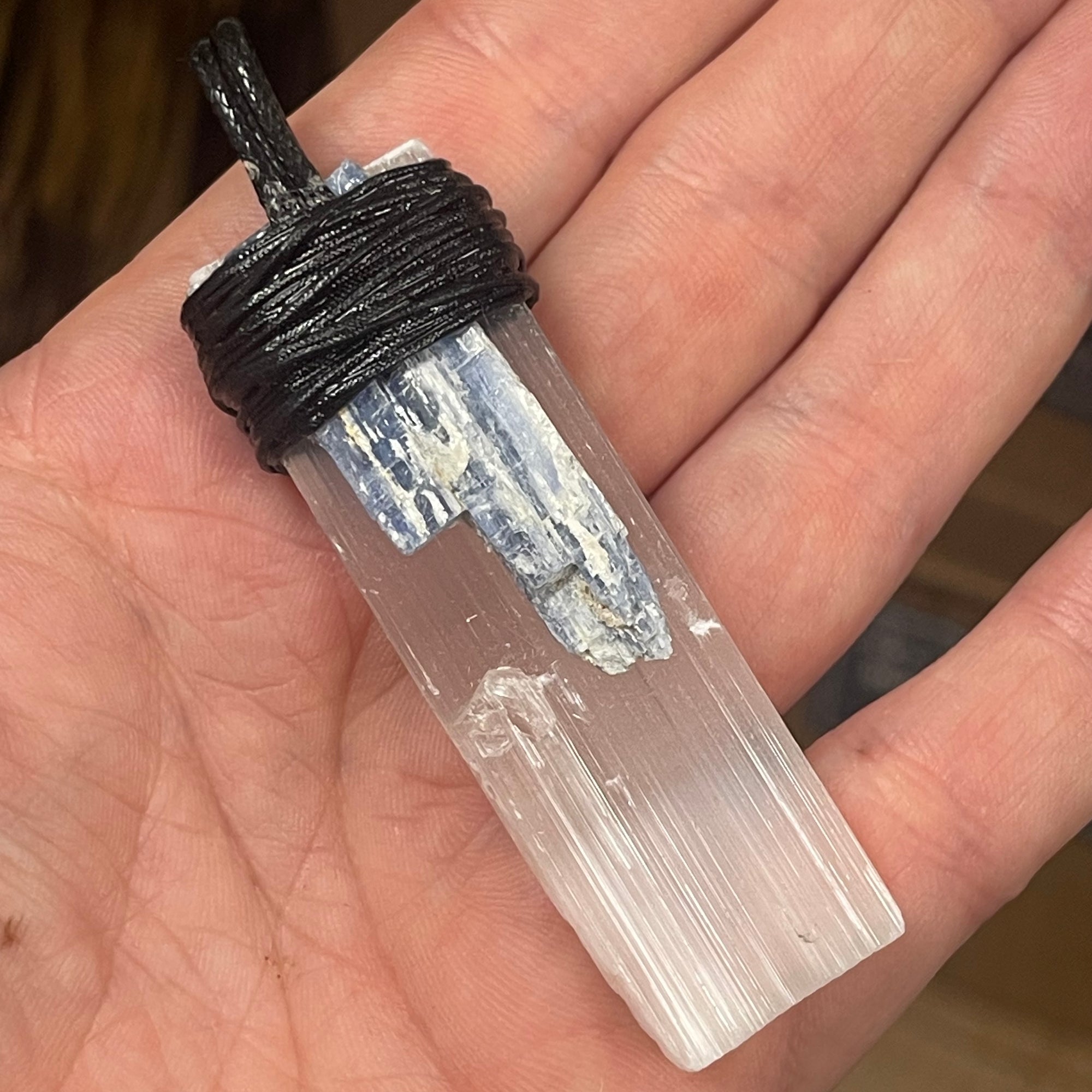 Selenite & Kyanite Handmade Pendant SK-5