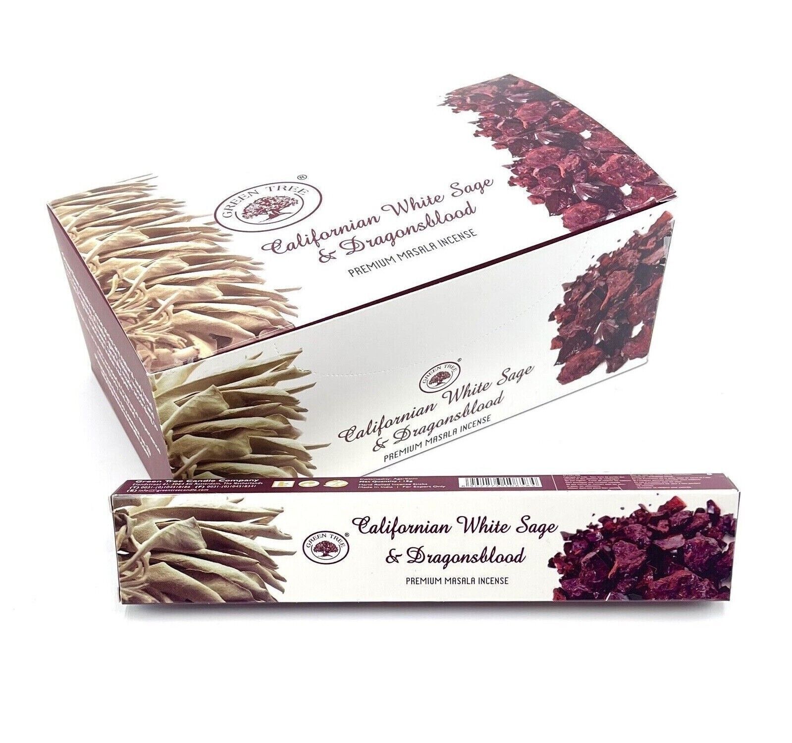 Californian White Sage & Dragons Blood Incense Sticks Green Tree 15g