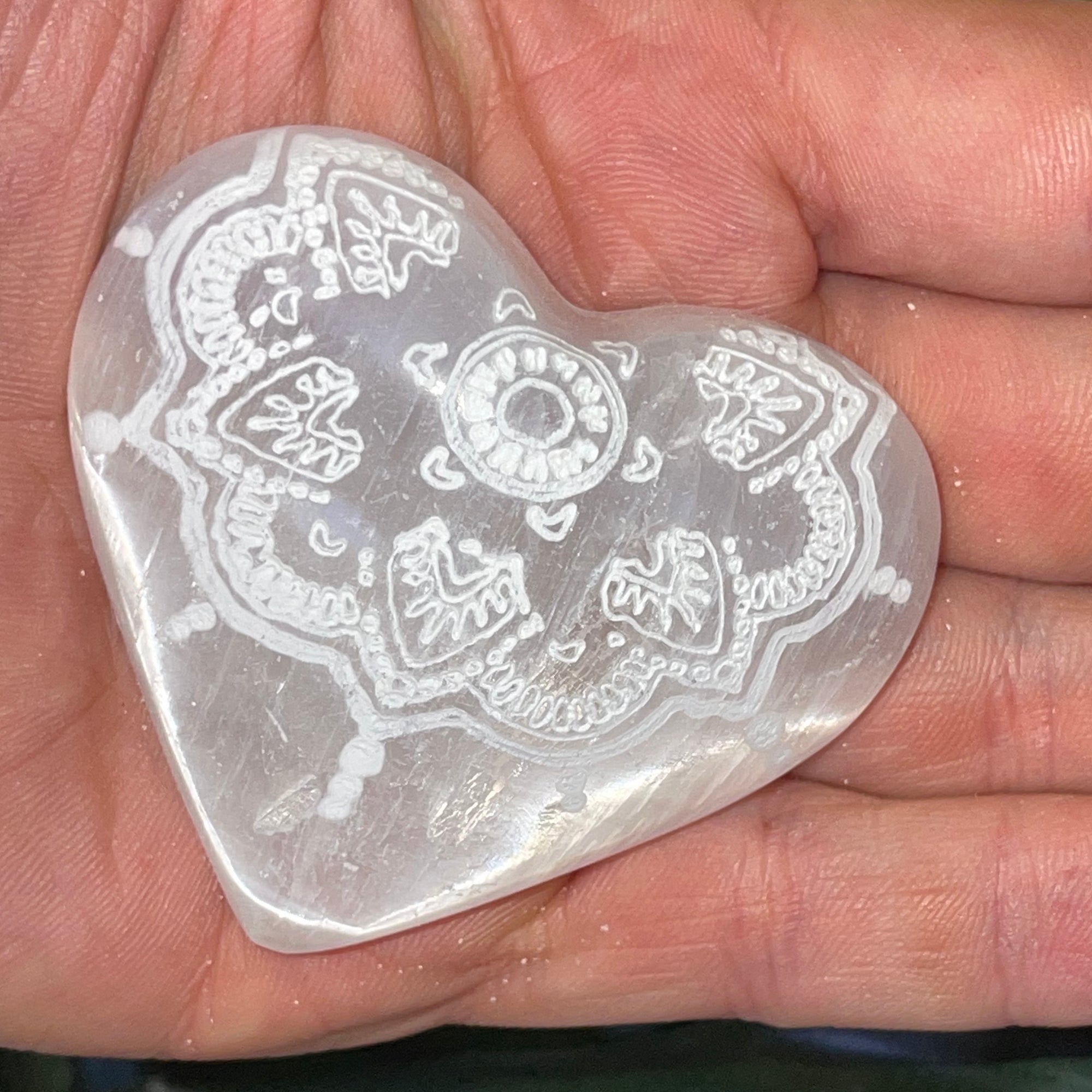 Stunning Carved Selenite Palm Stone - The Spirit of Life