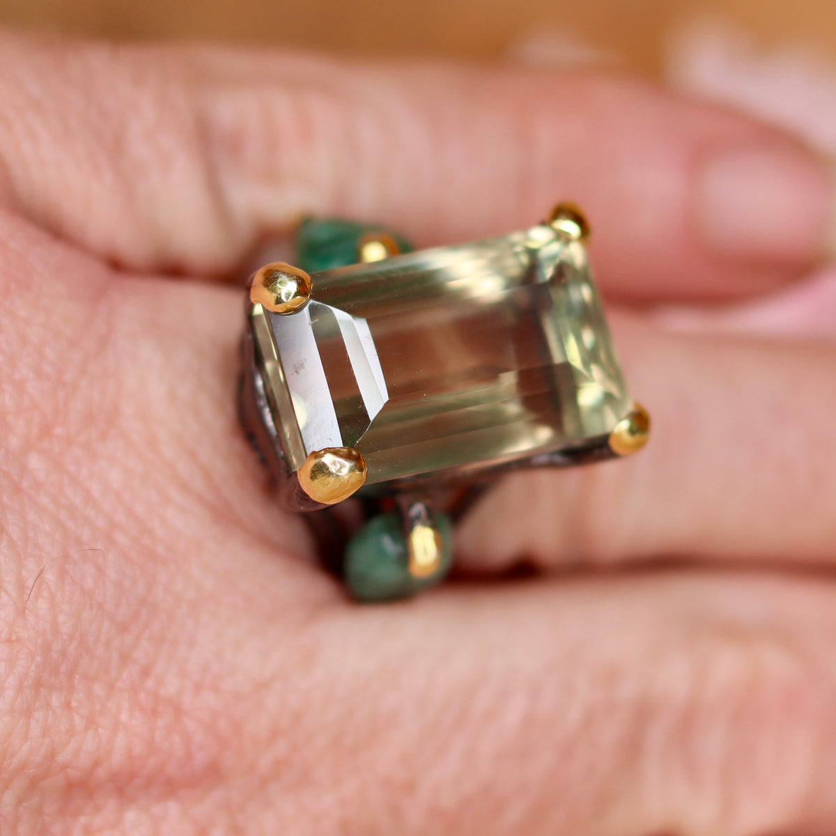 Green Amethyst Sterling Silver Ring Sz 8 - The Spirit of Life