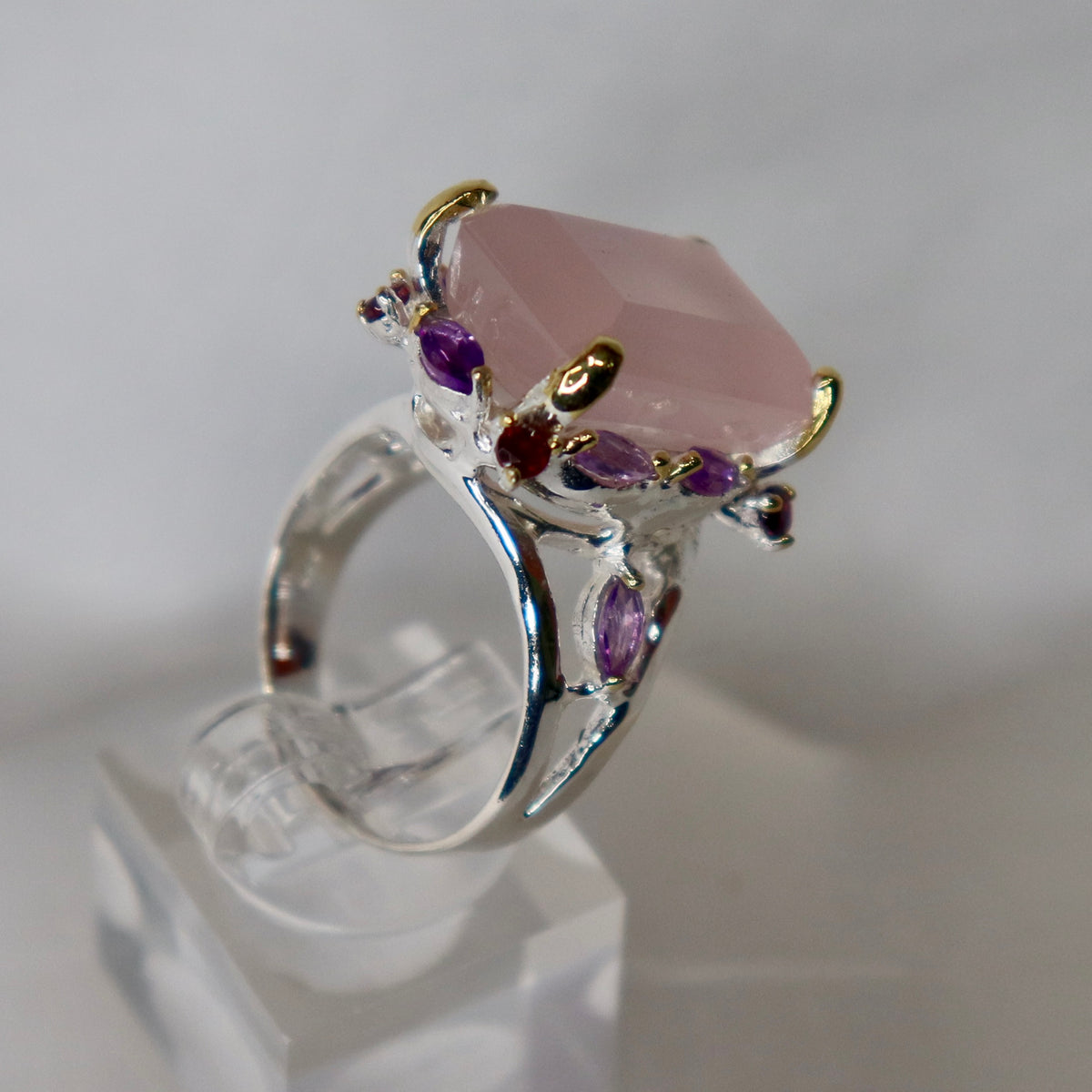 Rose Quartz Sterling Silver Ring Sz 8.25 - The Spirit of Life