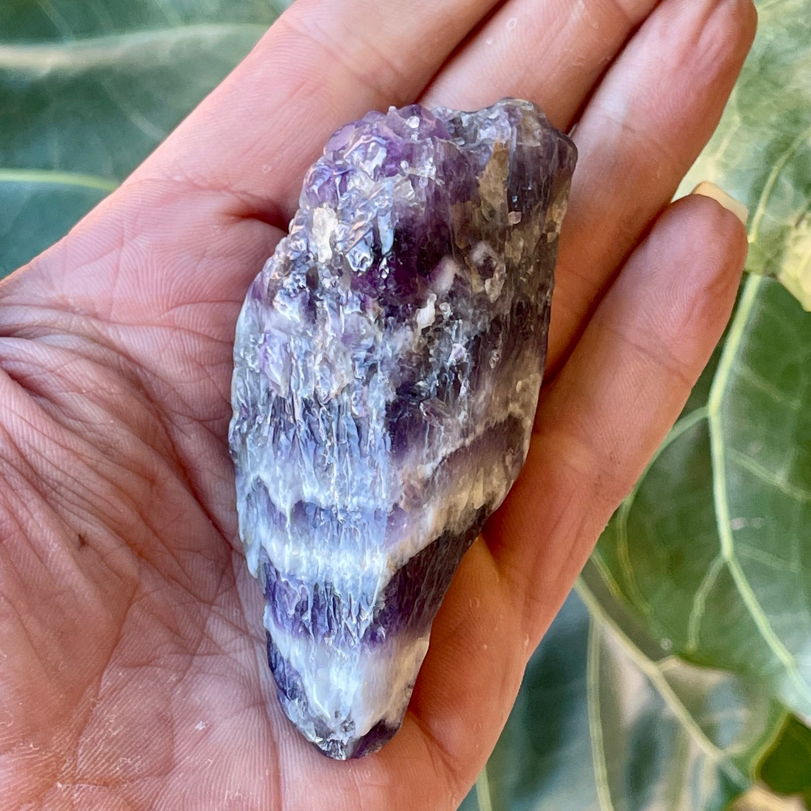 Chevron Amethyst Semi Polished Point