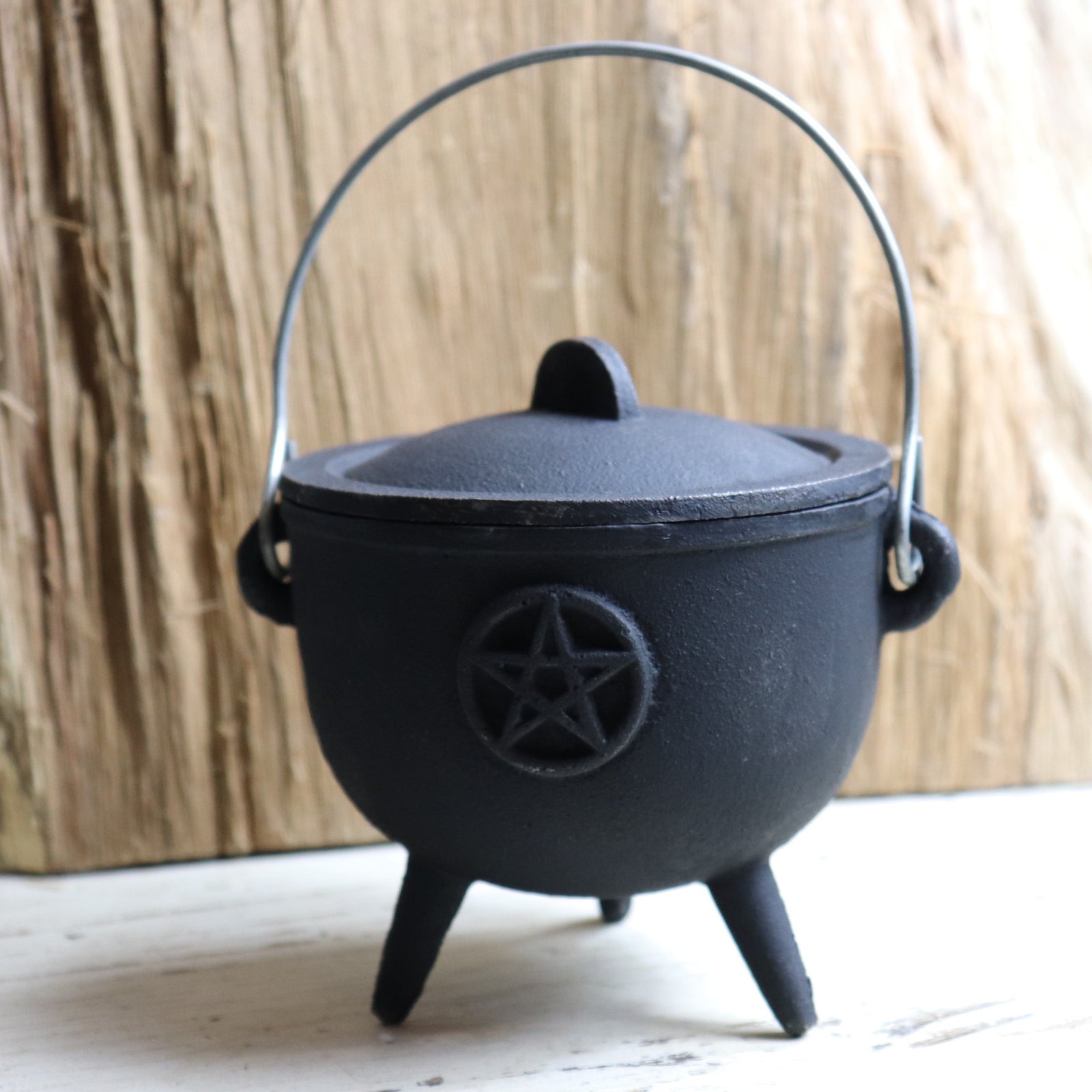 Large Pentacle Tripod Cast Iron Cauldron - The Spirit of Life