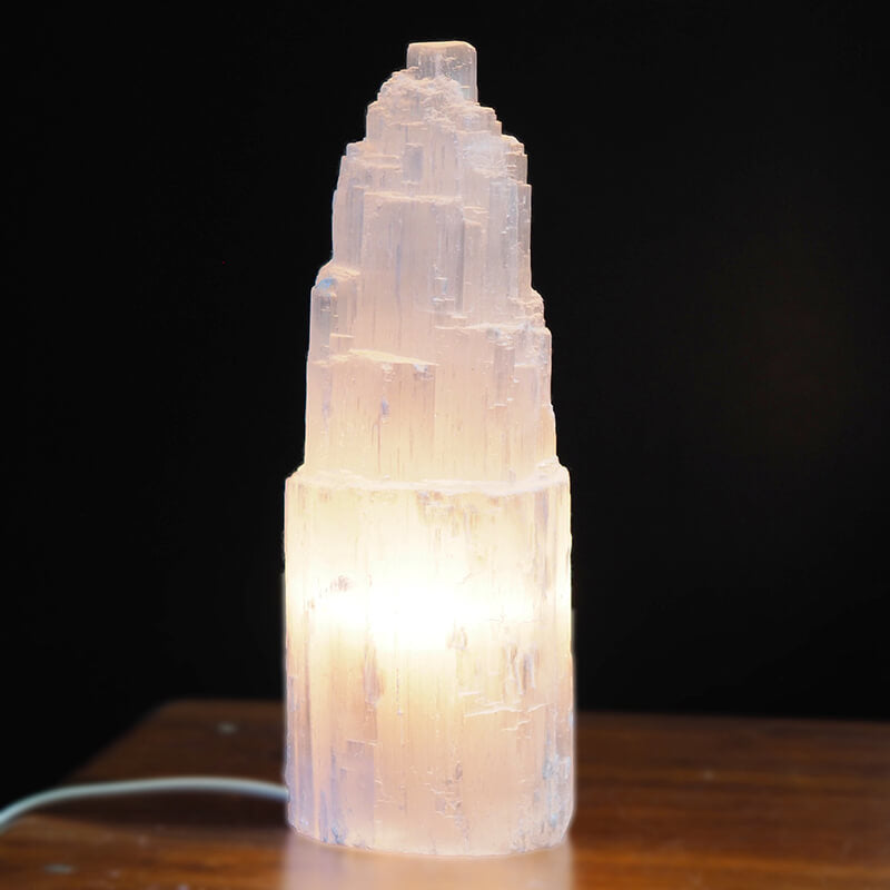 15cm Selenite Tower Lamp - The Spirit of Life