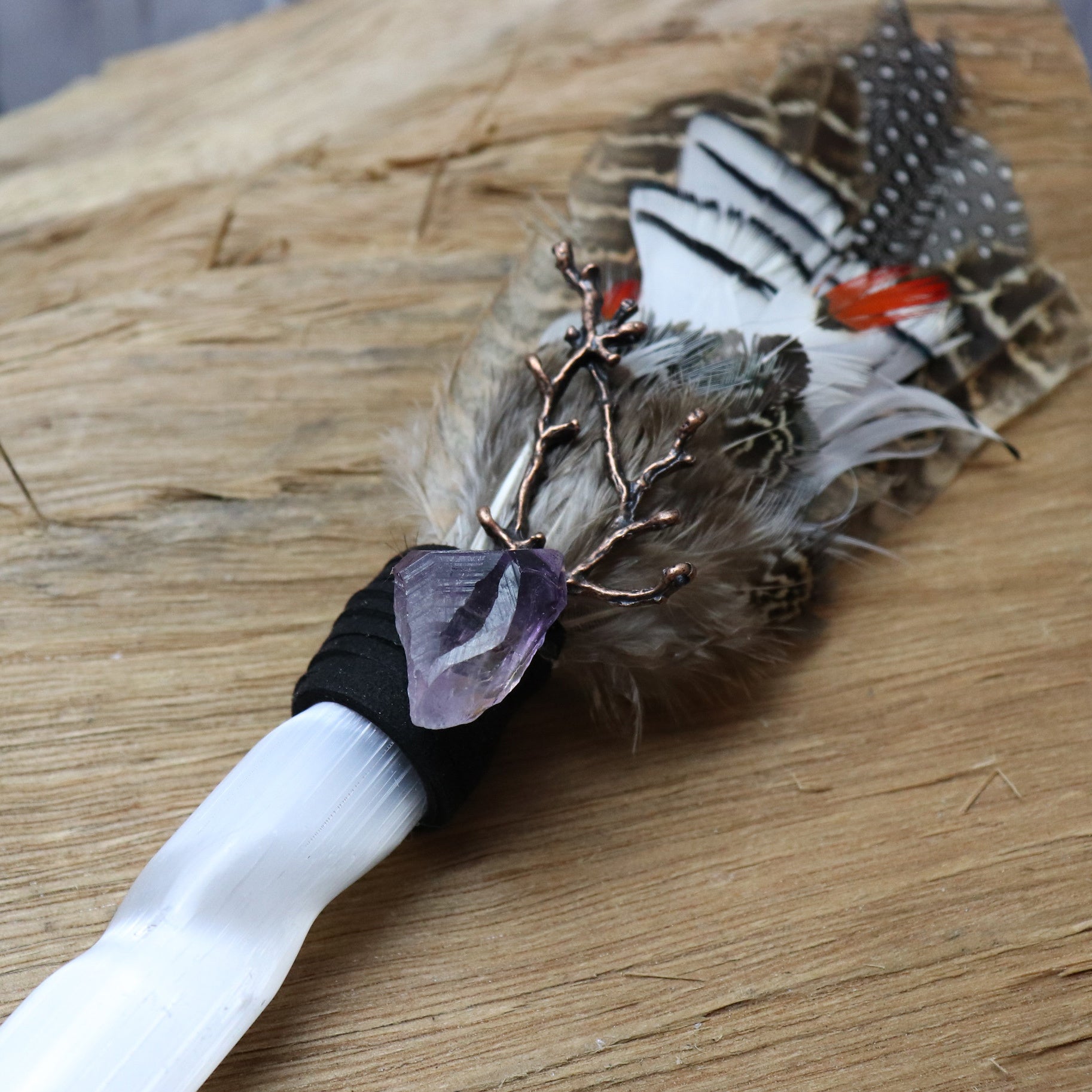 Wild Color feather Amethyst Wand - The Spirit of Life