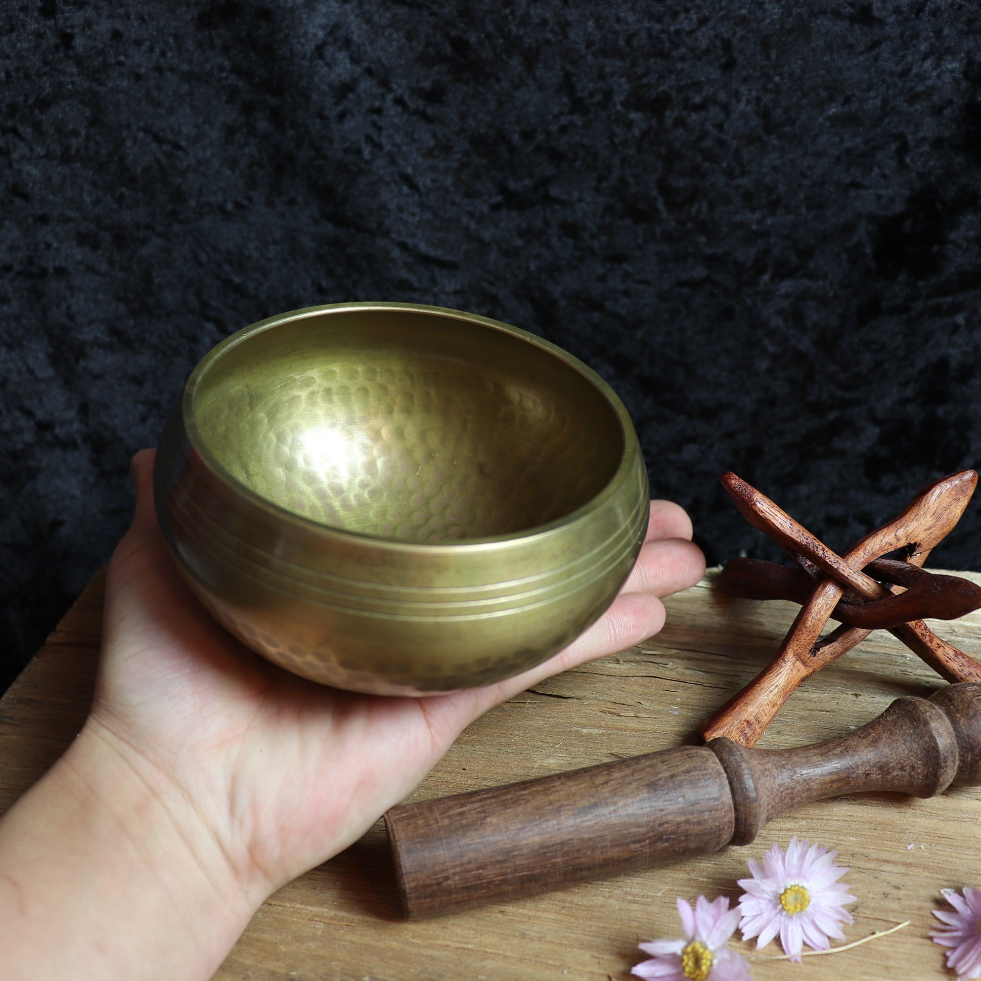 11 cm Tibetan Hand hammered Singing Bowl with Striker - The Spirit of Life
