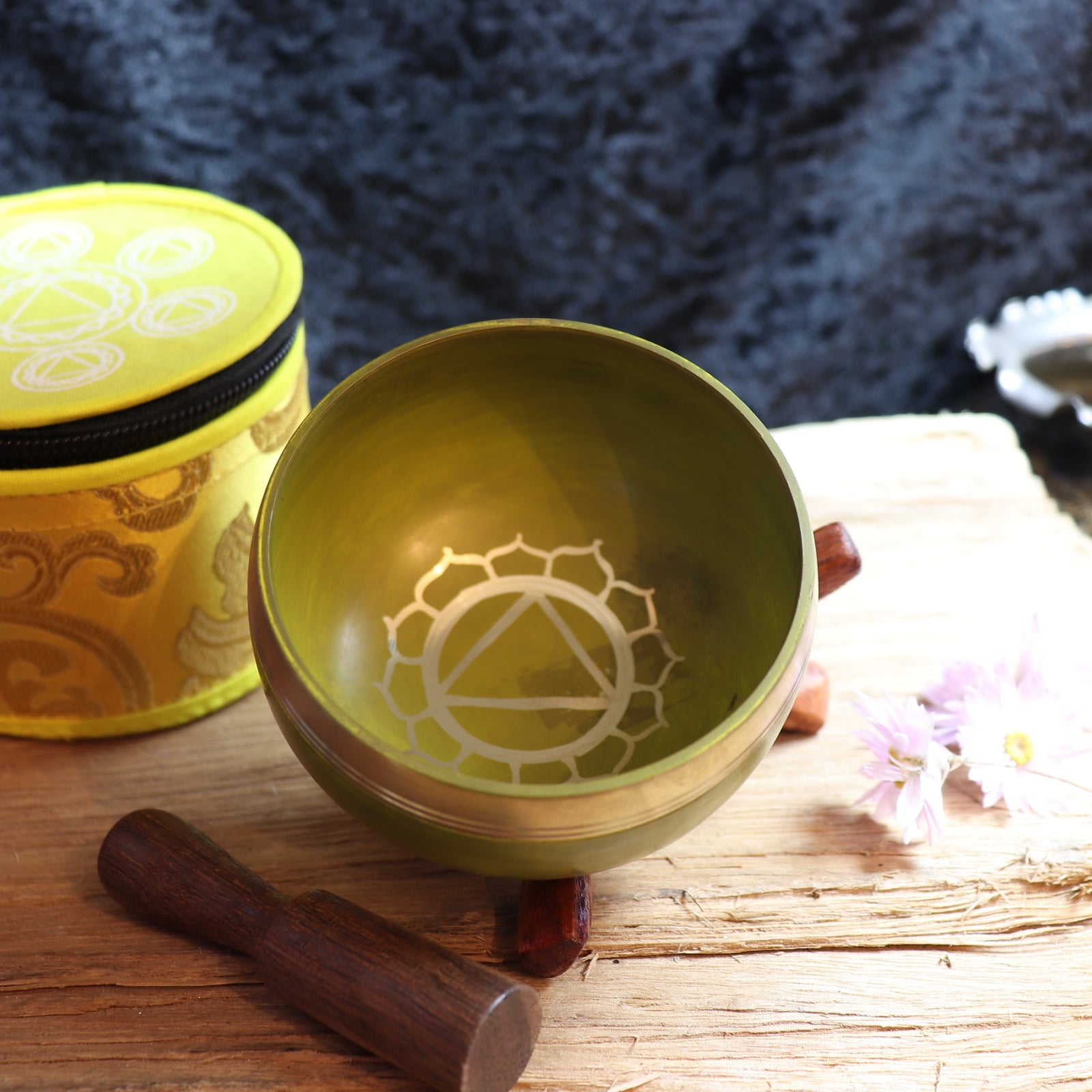 Tibetan Handmade Solar Plexus Chakra Singing Bowl with Striker - The Spirit of Life