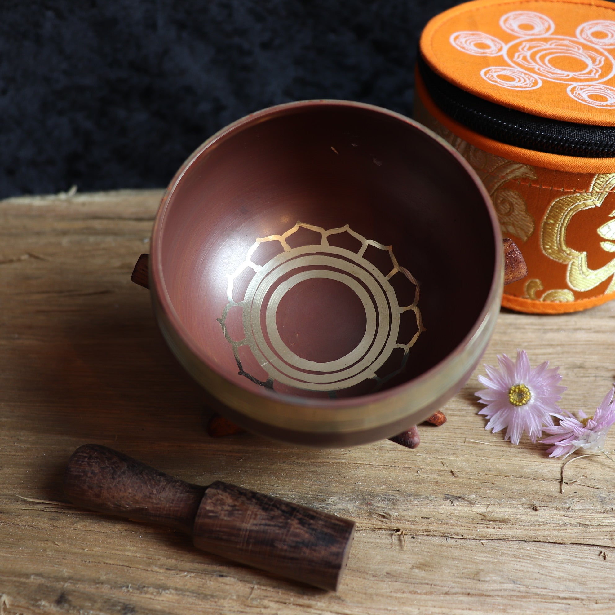 Tibetan Handmade Sacral Chakra Singing Bowl with Striker - The Spirit of Life