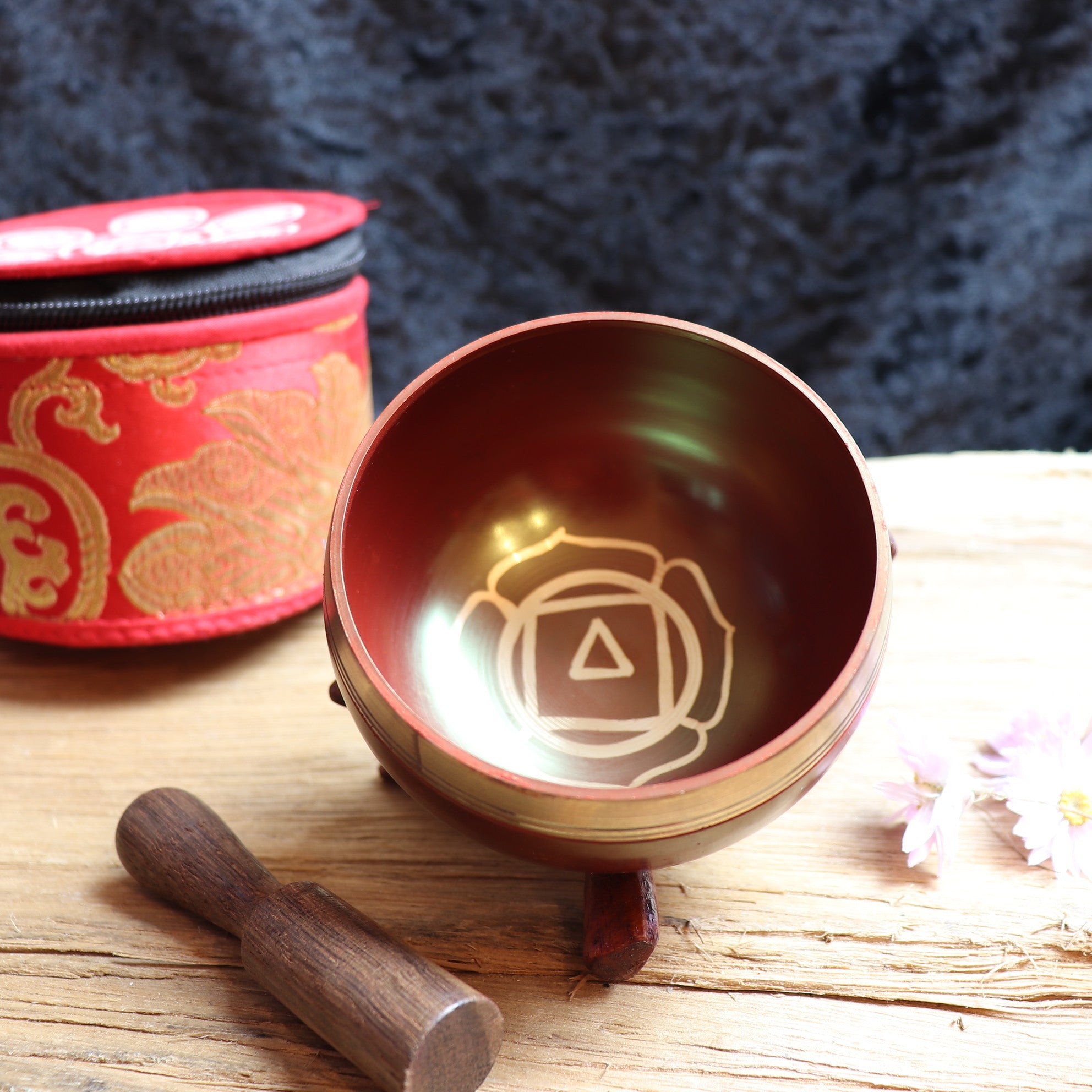 Tibetan Handmade Root Chakra Singing Bowl with Striker - The Spirit of Life