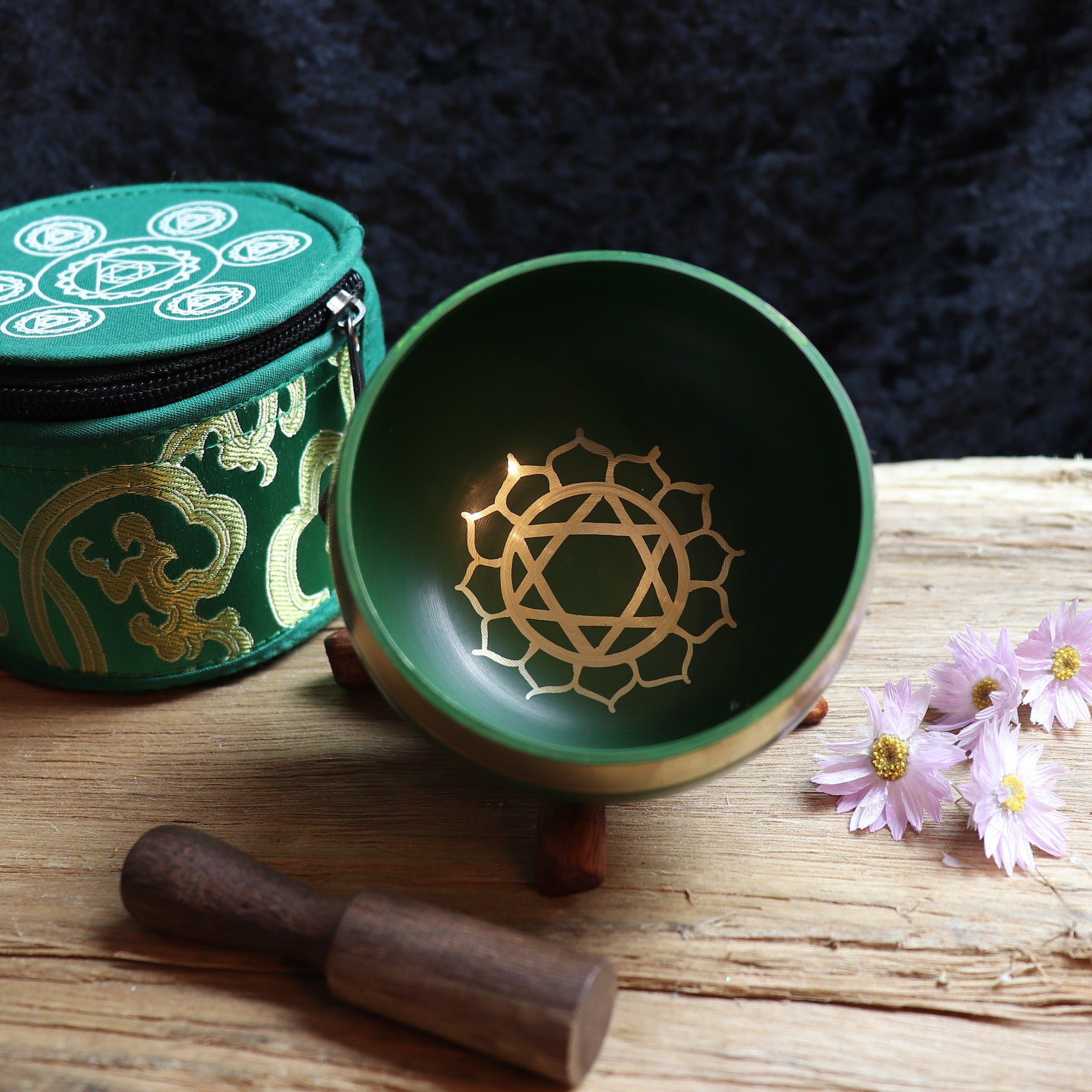 Tibetan Handmade Heart Chakra Singing Bowl with Striker - The Spirit of Life