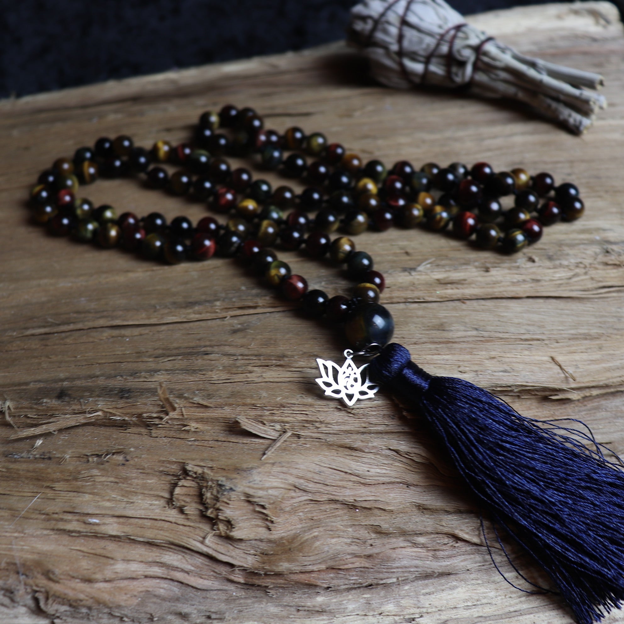 Grounding- 108 Tiger Eye Mala Beads Necklace - The Spirit of Life