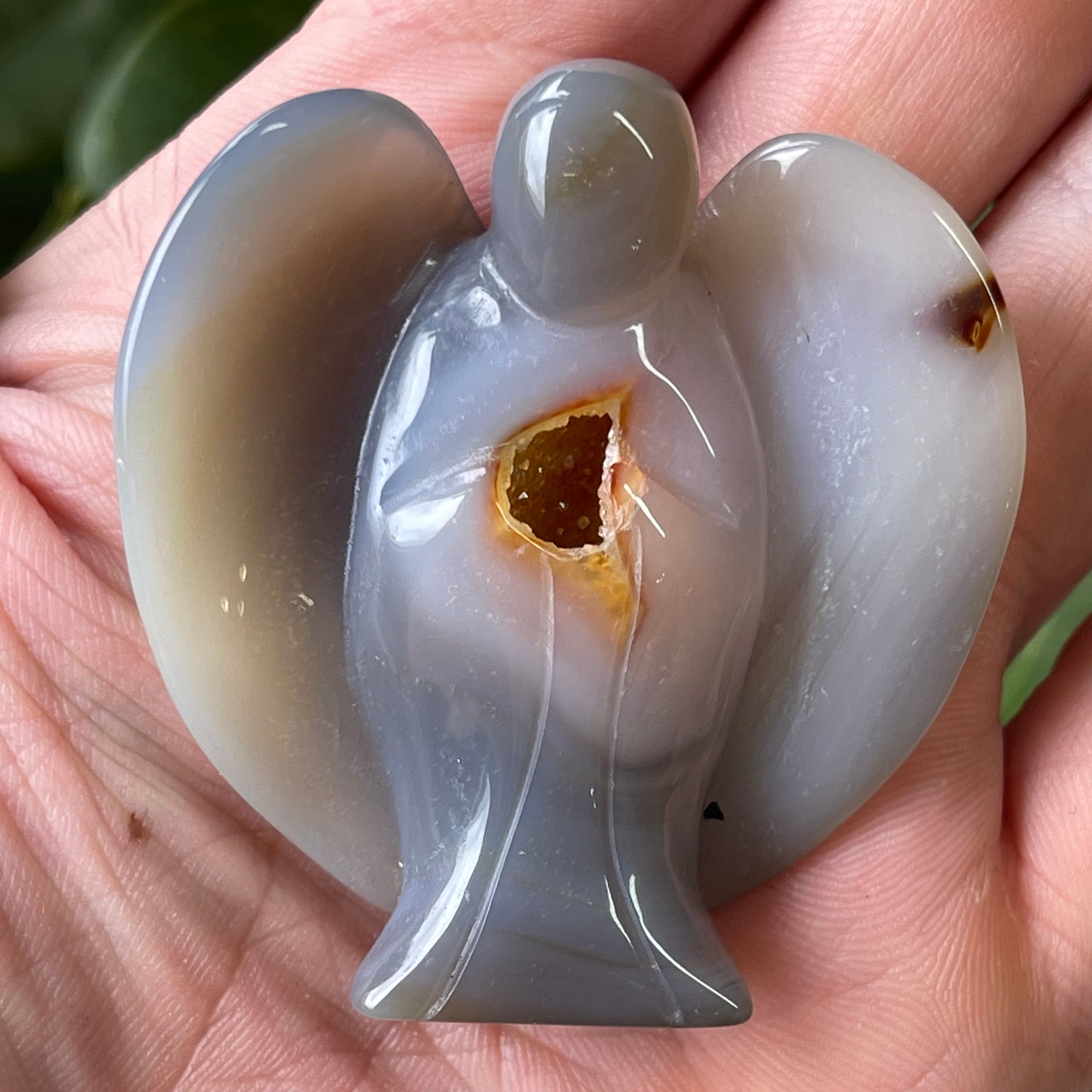 Stunning Hand Carved Agate Angel with natural Geode
