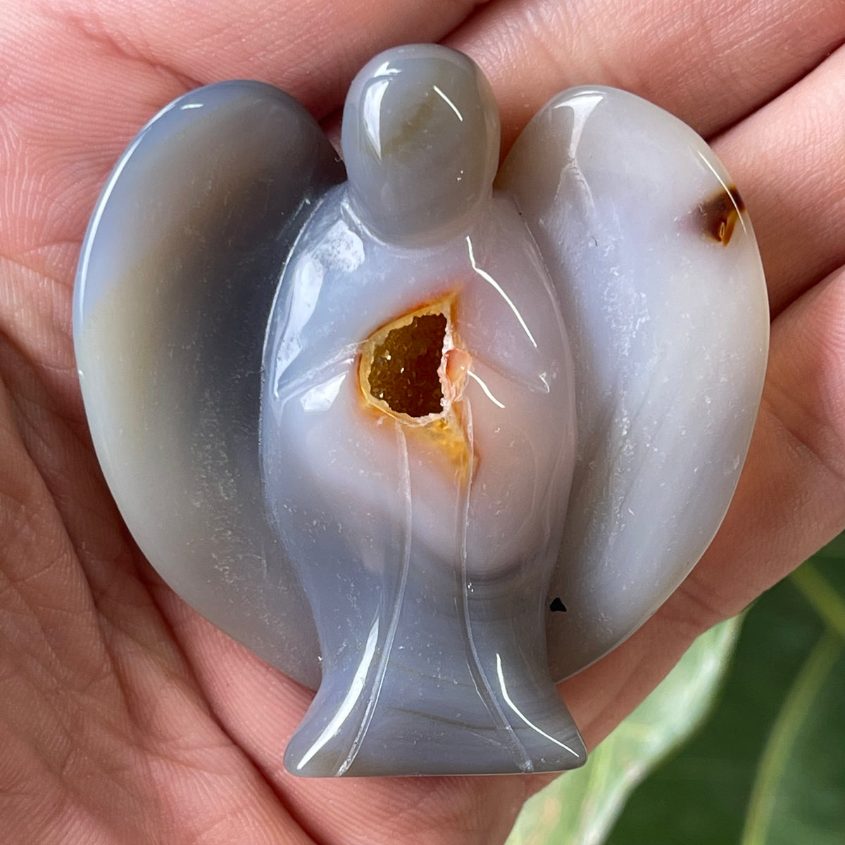 Stunning Hand Carved Agate Angel with natural Geode