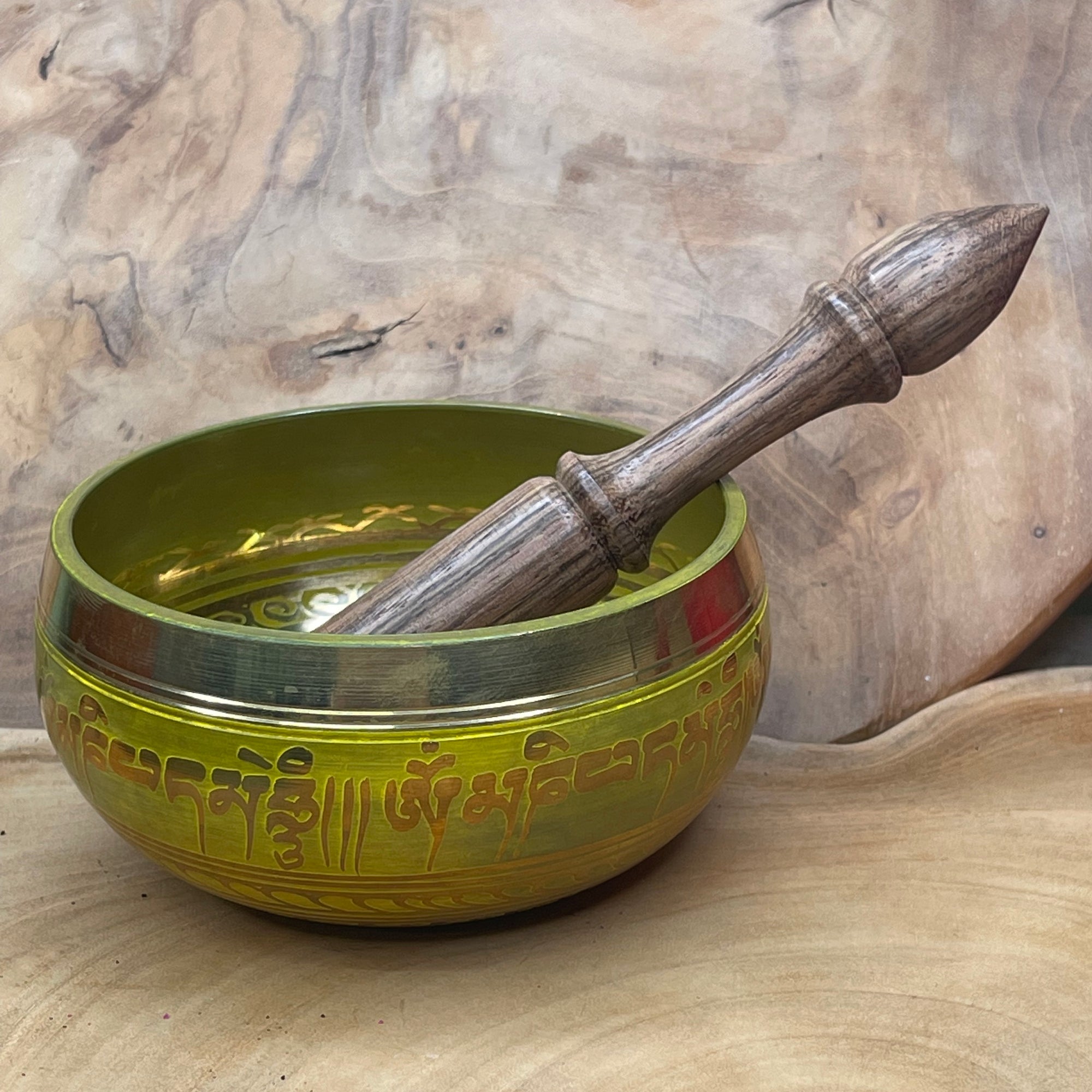 Tibetan Hand hammered Singing Bowl with Striker 10.5cm, Note D - The Spirit of Life