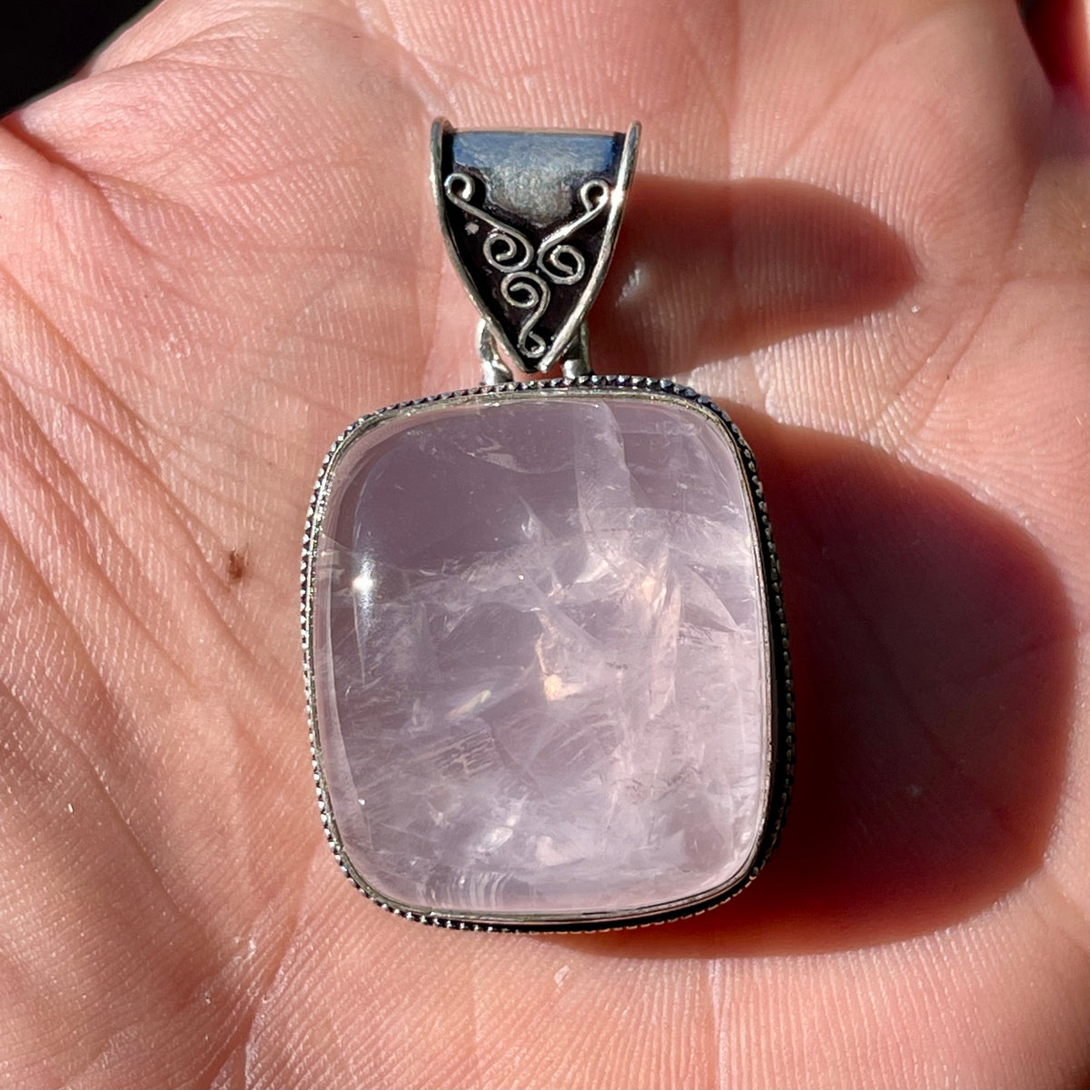 Rose Quartz Silver Plated Pendant - The Spirit of Life