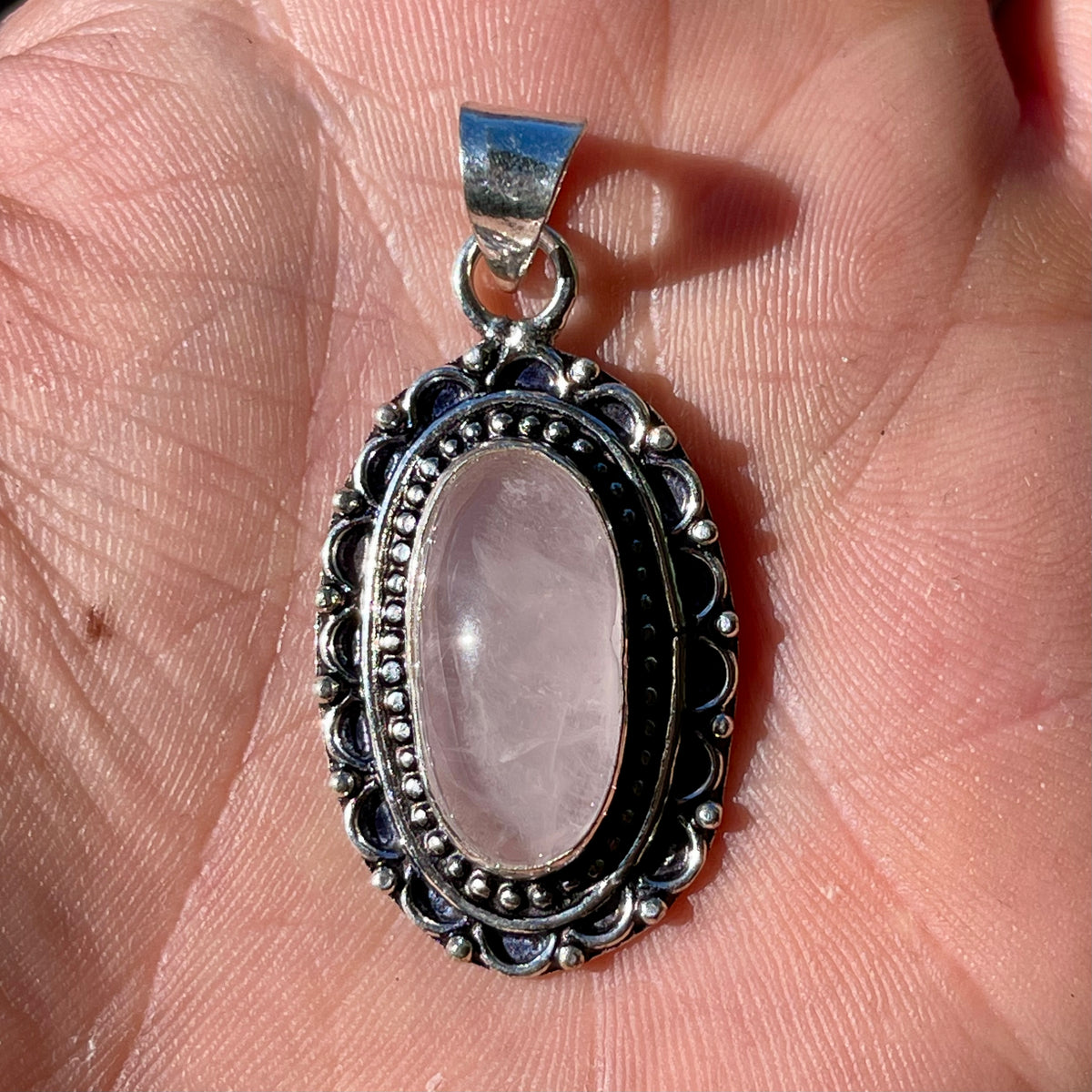 Rose Quartz, Silver Plated Pendant - The Spirit of Life