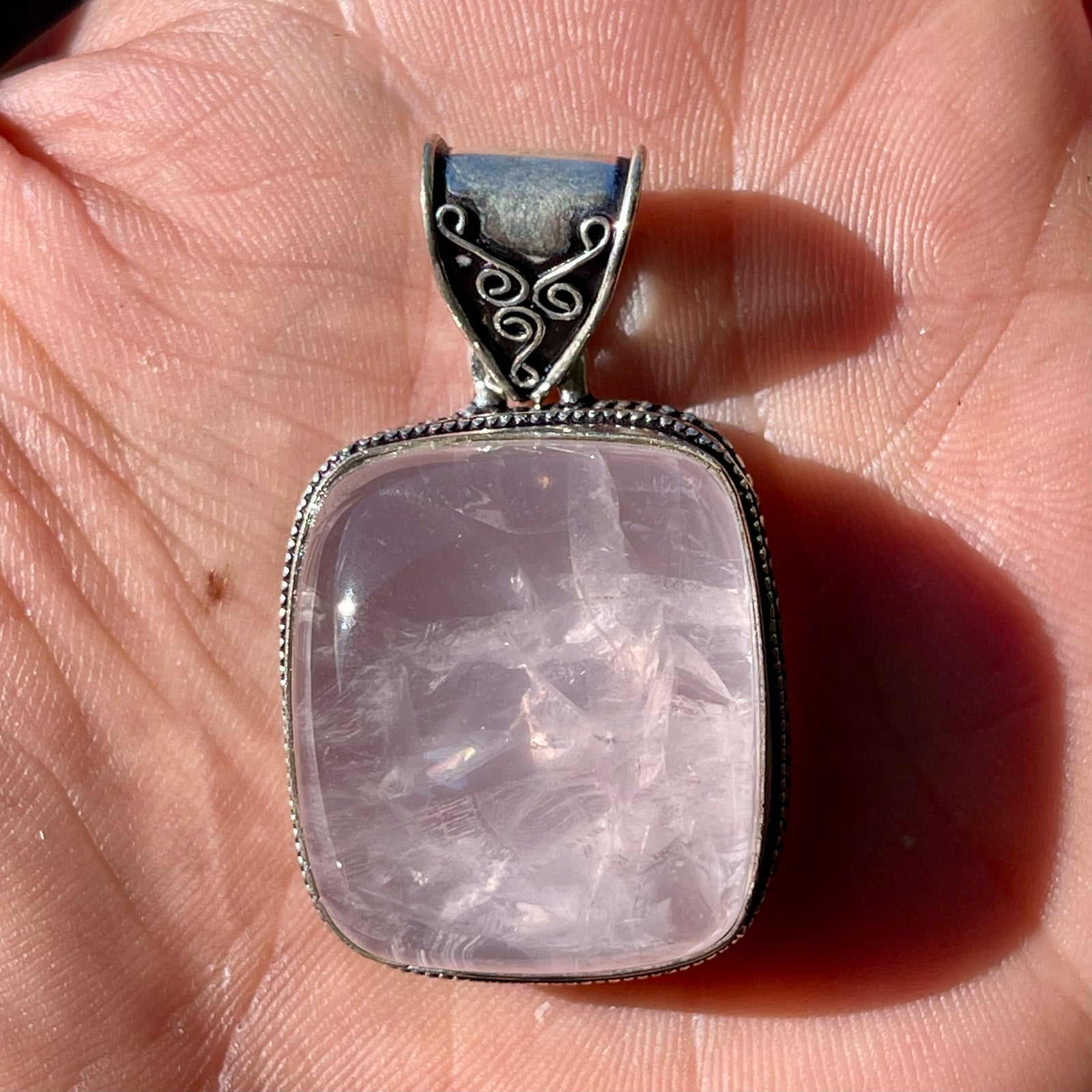 Rose Quartz Silver Plated Pendant - The Spirit of Life