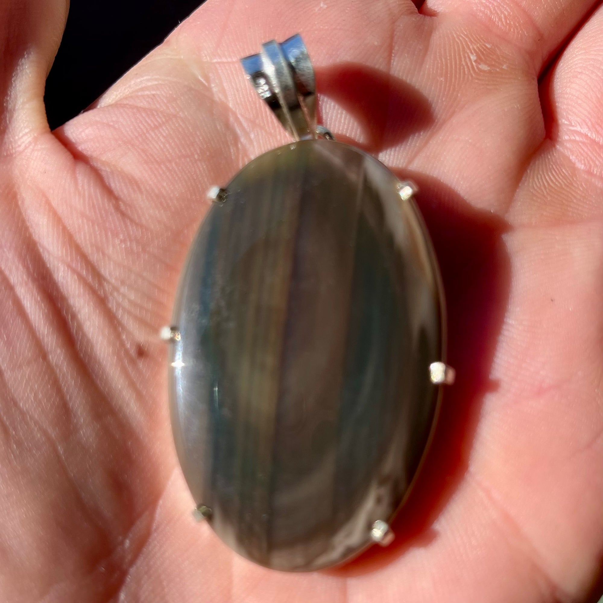 Large Brown Agate Silver Plated Pendant - The Spirit of Life