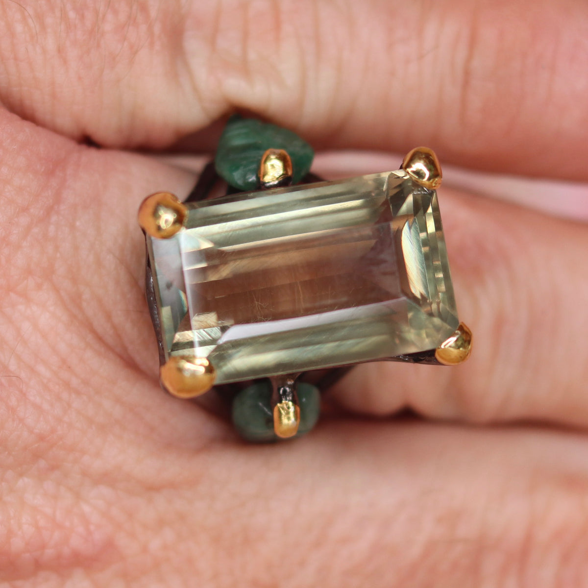 Green Amethyst Sterling Silver Ring Sz 8 - The Spirit of Life