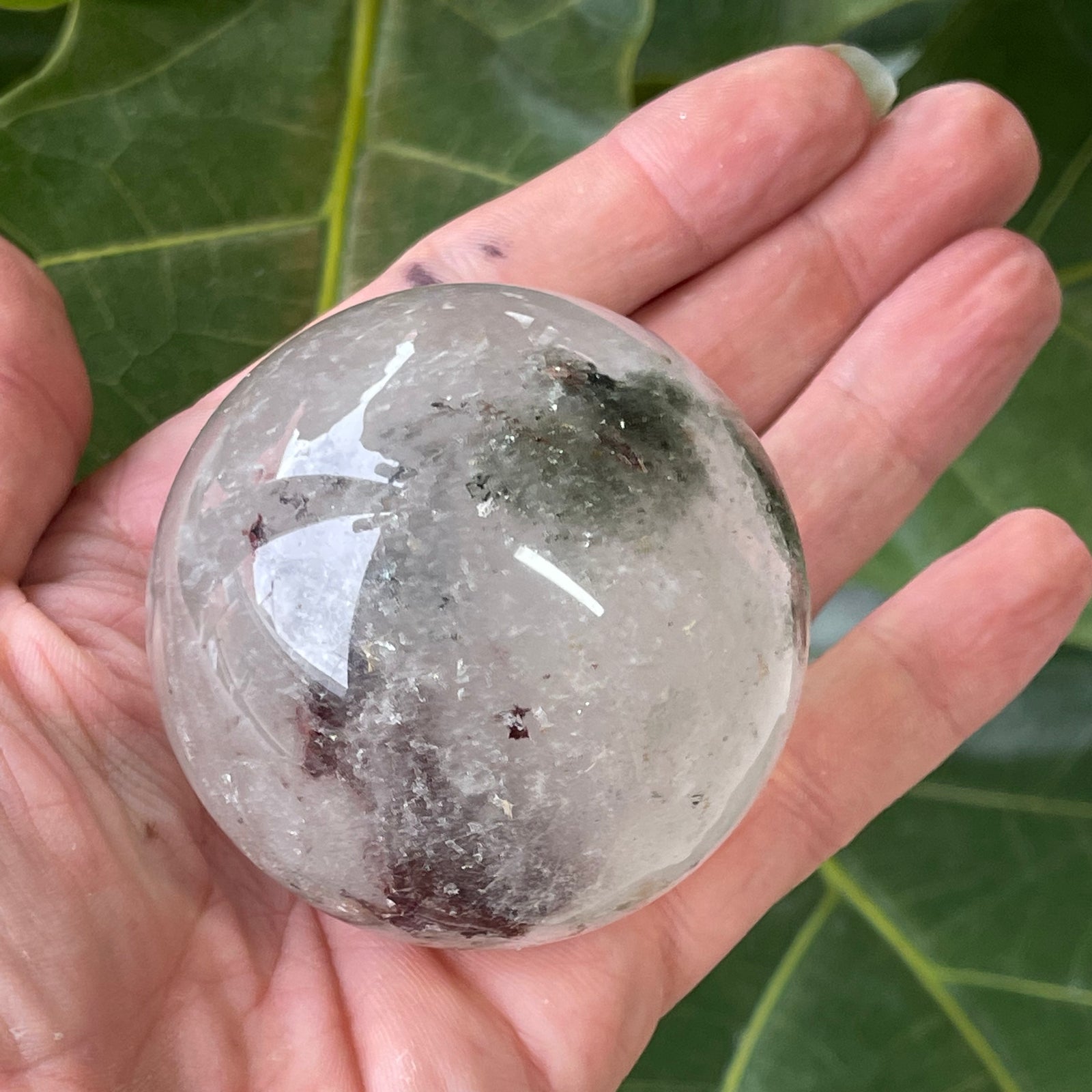 Green Ghost Quartz Crystal Sphere