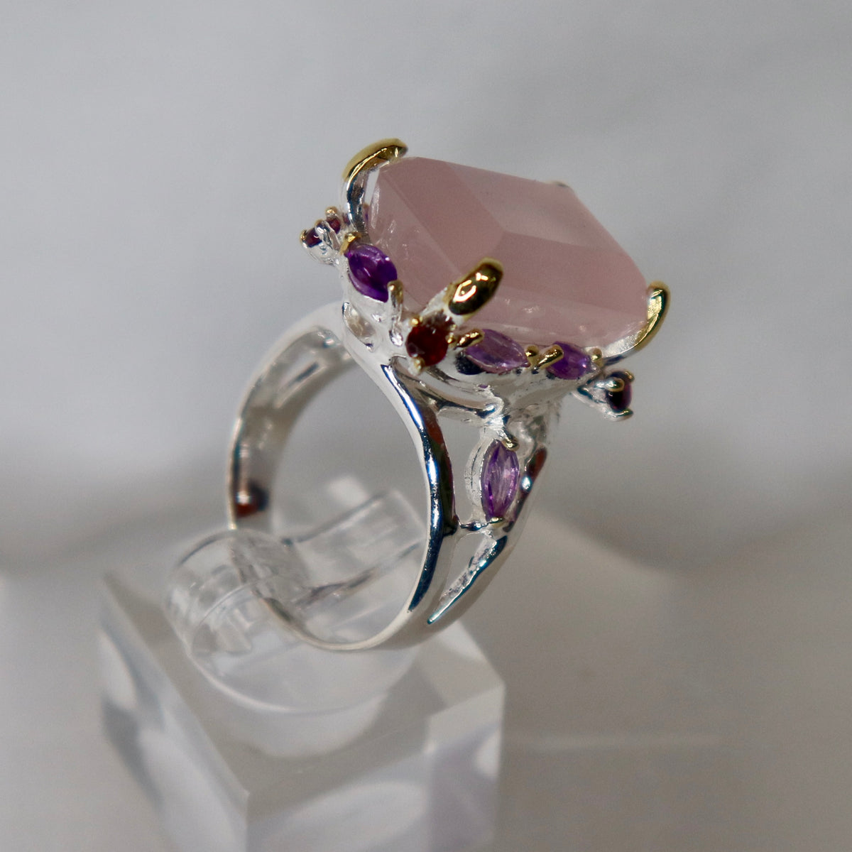 Rose Quartz Sterling Silver Ring Sz 8.25 - The Spirit of Life