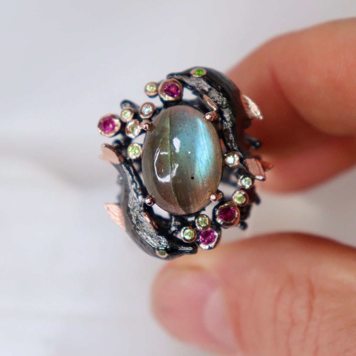 Labradorite Dolphin Sterling Silver Ring Sz 9 - The Spirit of Life
