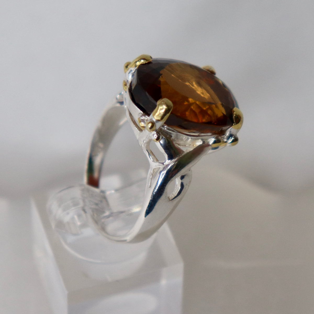 Cognac Quartz Sterling Silver Ring Sz 8.25 - The Spirit of Life