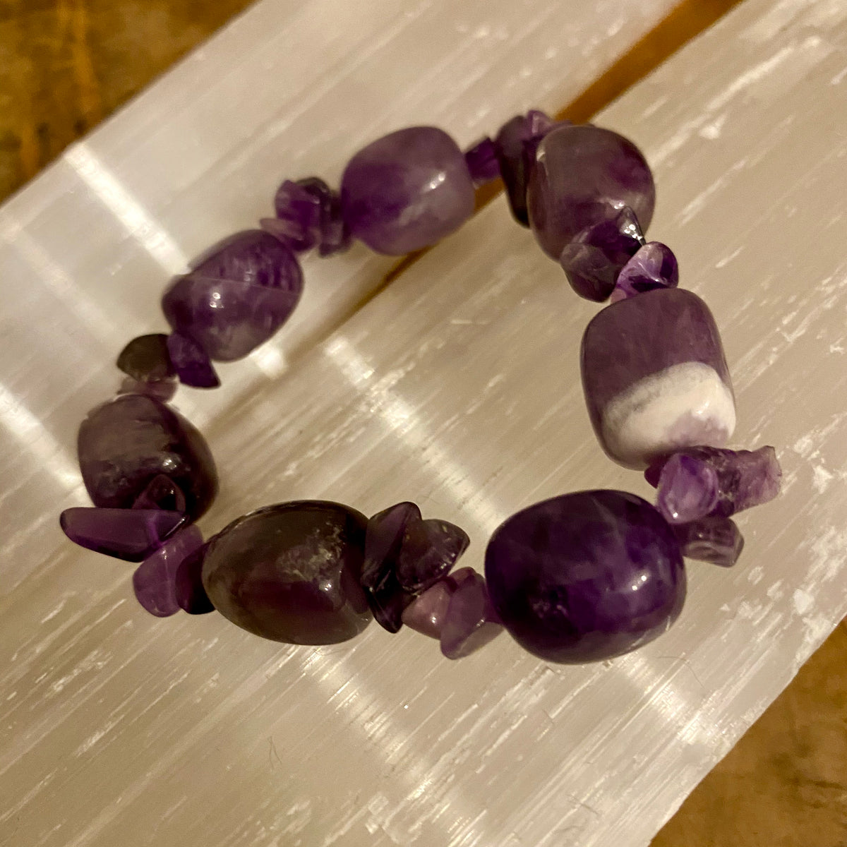 Amethyst Bead &amp; Chip Bracelet - The Spirit of Life