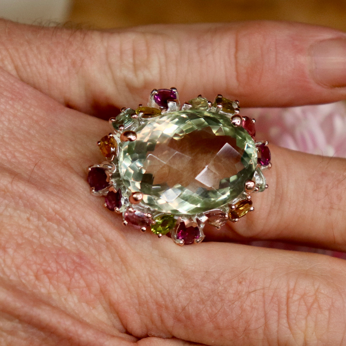 Green Amethyst Sterling Silver Ring Sz 8.75 - The Spirit of Life