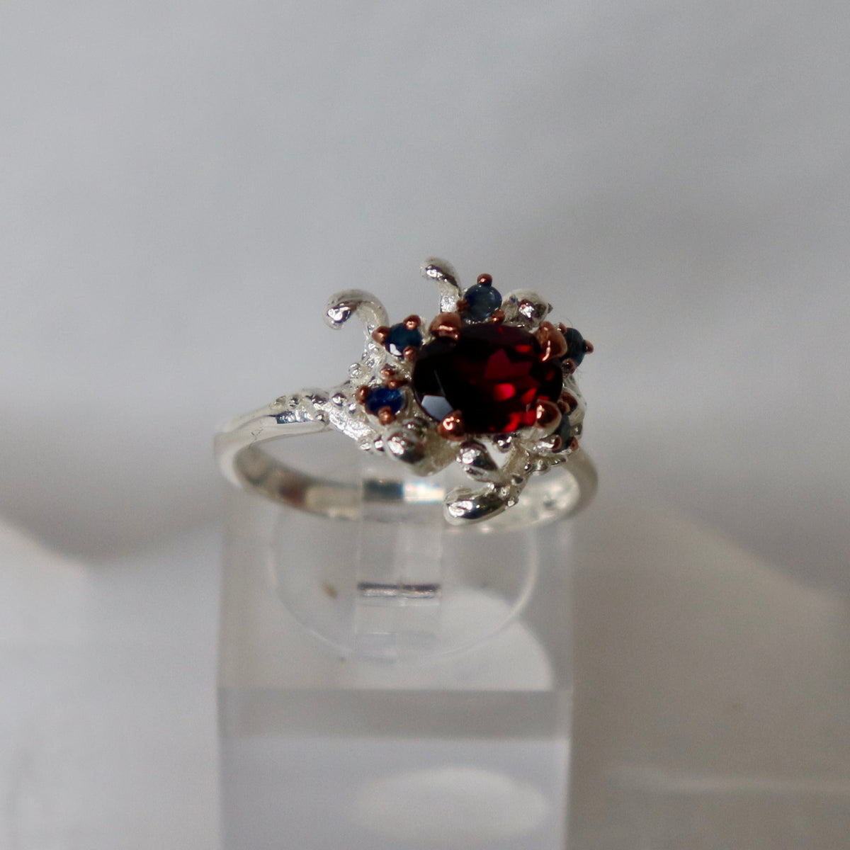 Garnet Sterling Silver Ring Sz 8.25 - The Spirit of Life