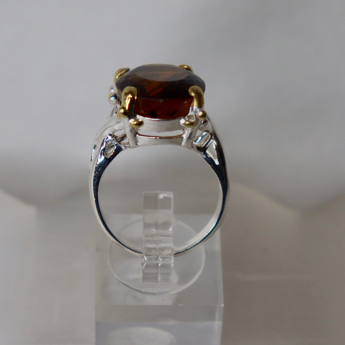Cognac Quartz Sterling Silver Ring Sz 8.25 - The Spirit of Life