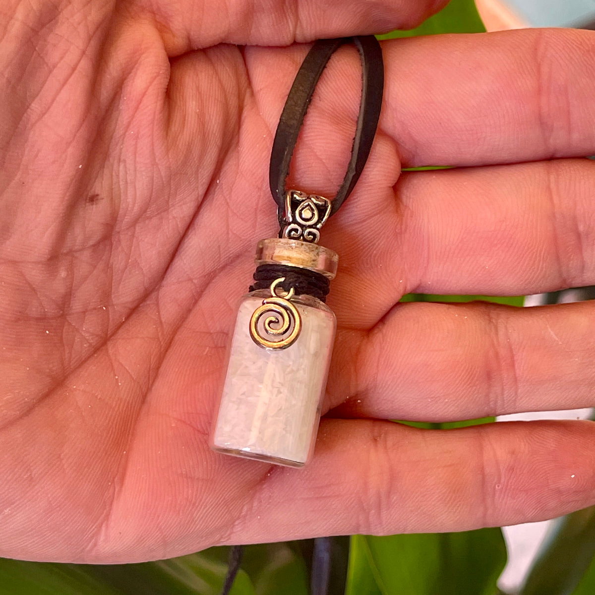 Crystal Chip Bottle Pendant with Selenite - The Spirit of Life