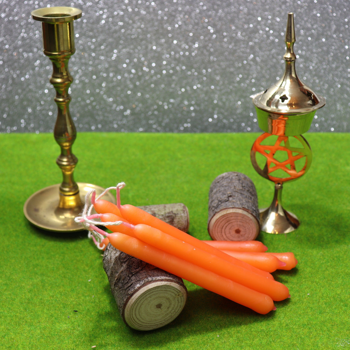 Orange Hand Made 2 hours altar pillar candle- 6 Pack - The Spirit of Life