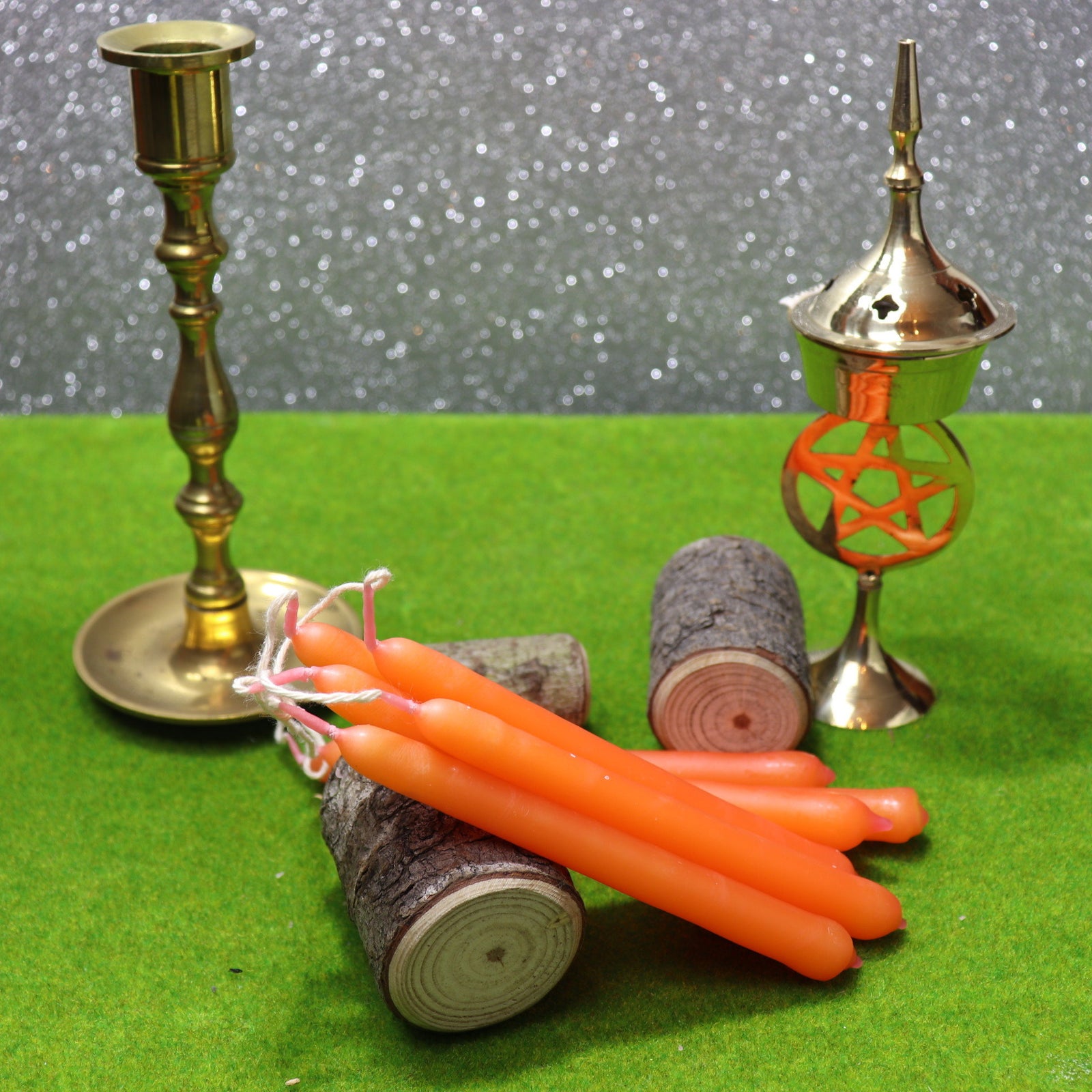 Orange Hand Made 2 hours altar pillar candle- 6 Pack - The Spirit of Life