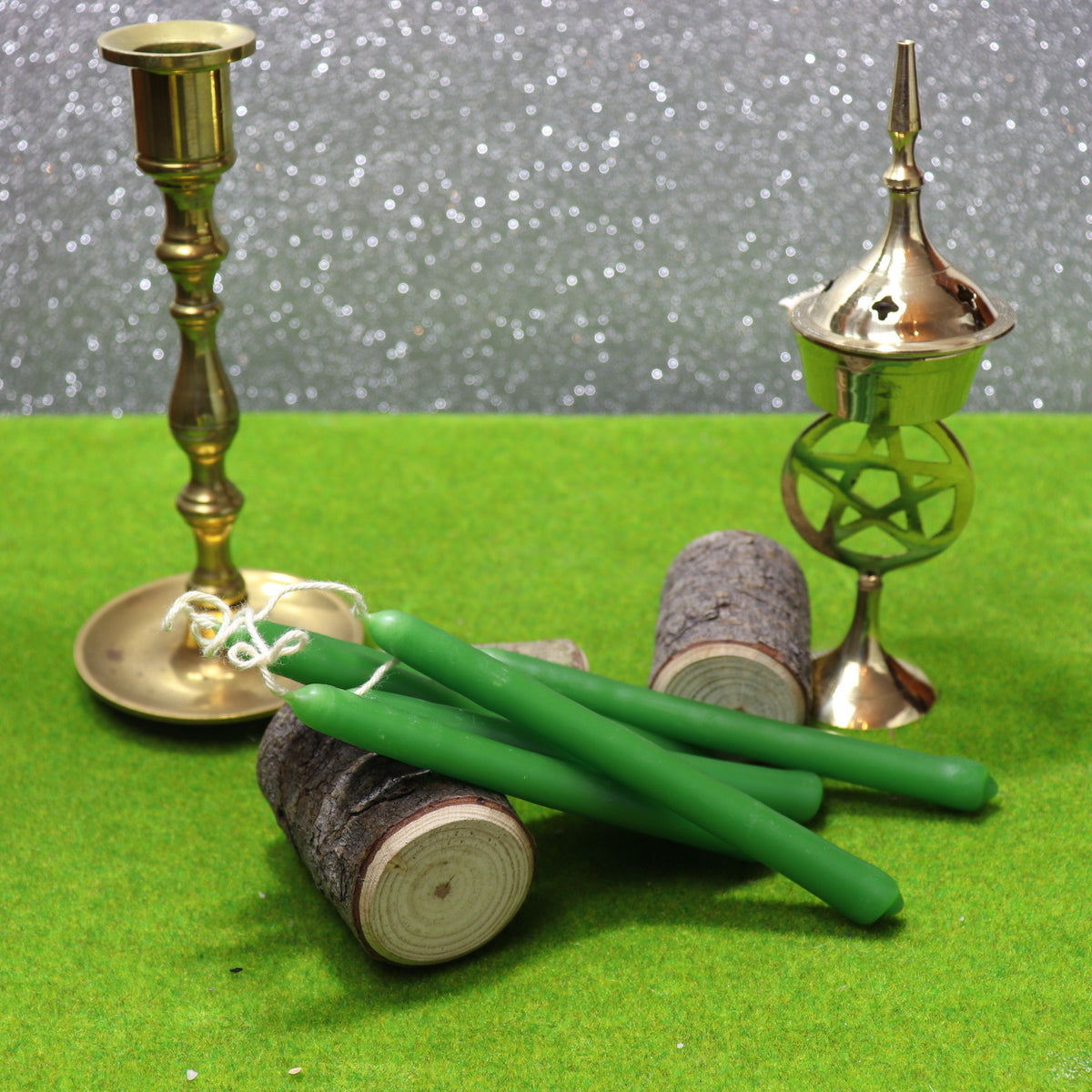 Green Hand Made 2 hours altar pillar candle- 6 Pack - The Spirit of Life