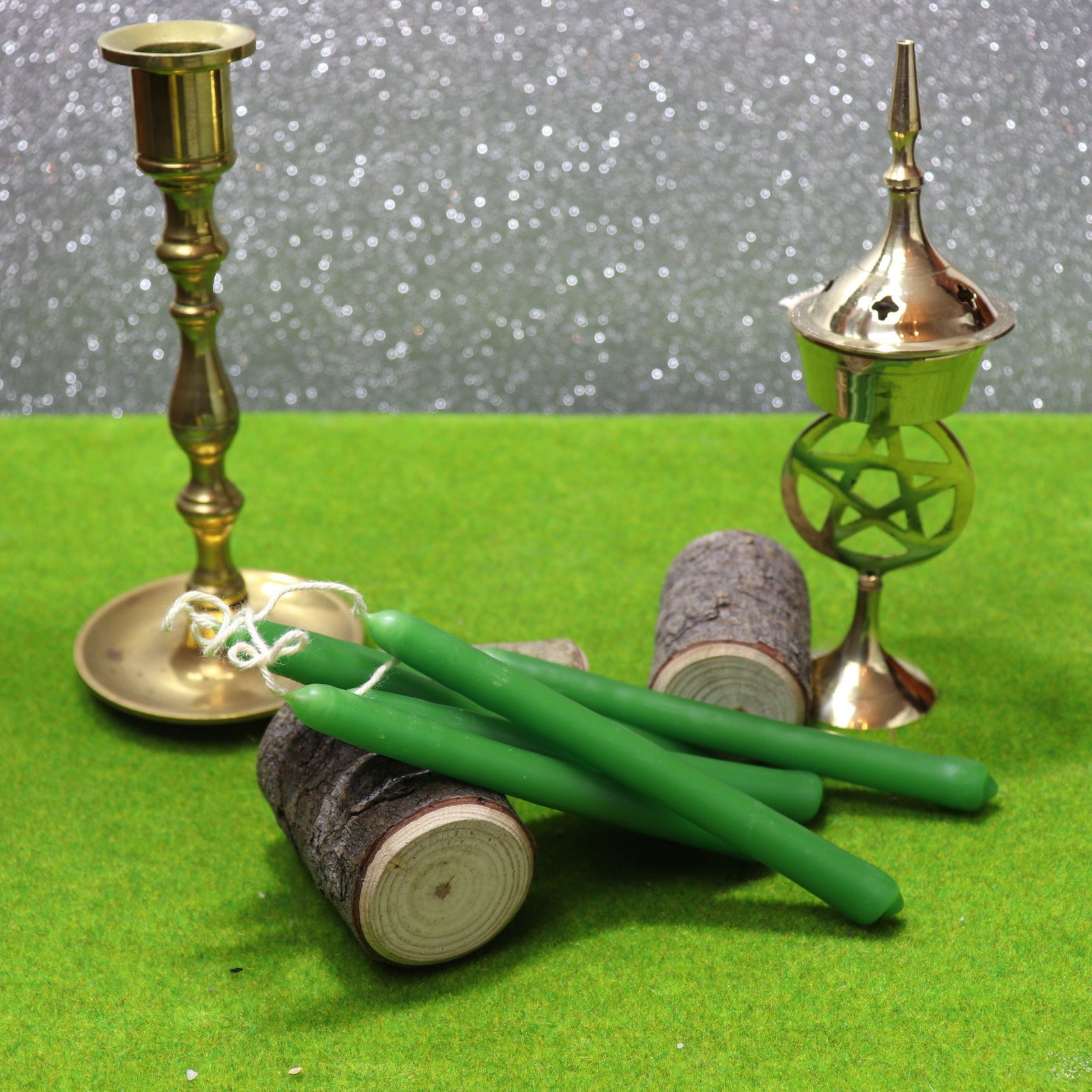 Green Hand Made 2 hours altar pillar candle- 6 Pack - The Spirit of Life