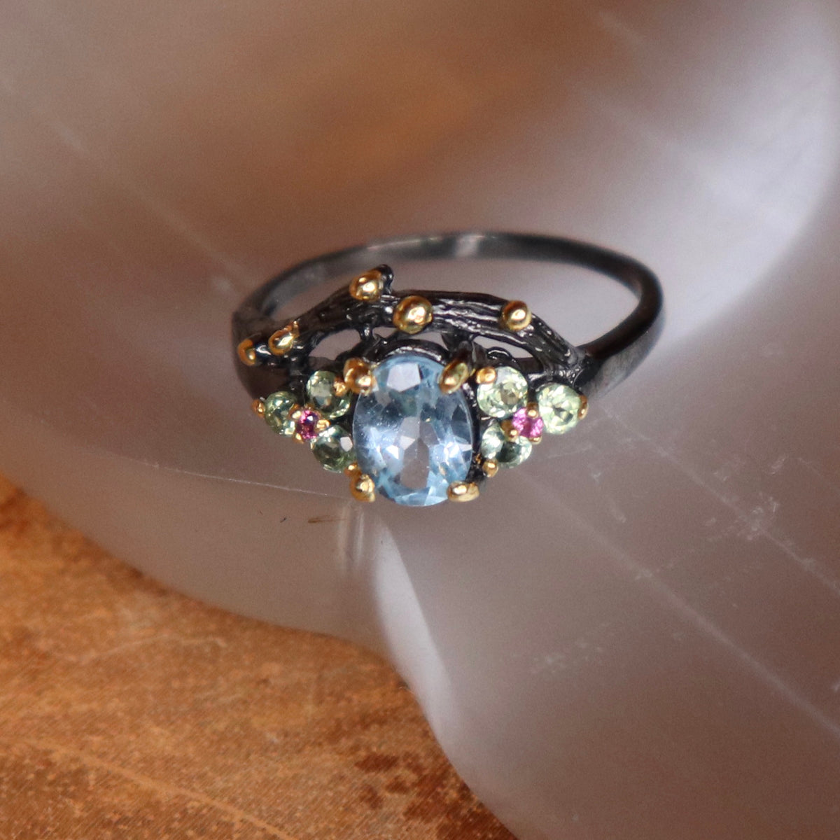 Blue Topaz Sterling Silver Ring Sz 7.25 - The Spirit of Life