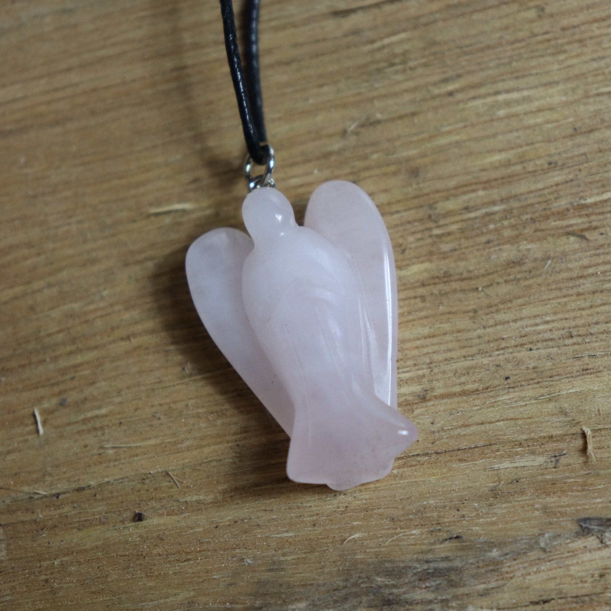 Rose Quartz Crystal Guardian Angel Necklace - The Spirit of Life