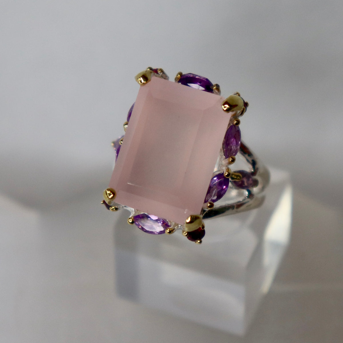 Rose Quartz Sterling Silver Ring Sz 8.25 - The Spirit of Life