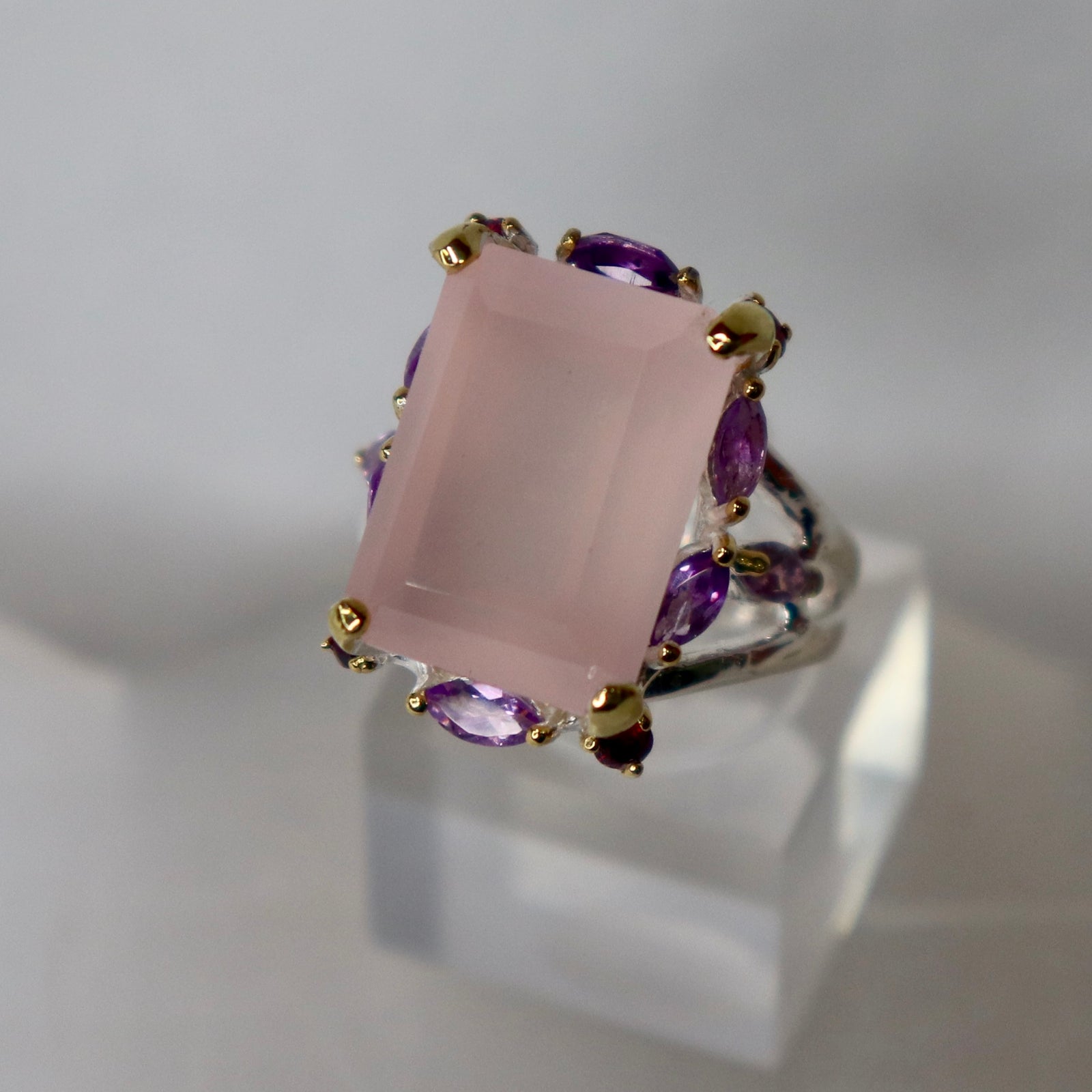 Rose Quartz Sterling Silver Ring Sz 8.25 - The Spirit of Life