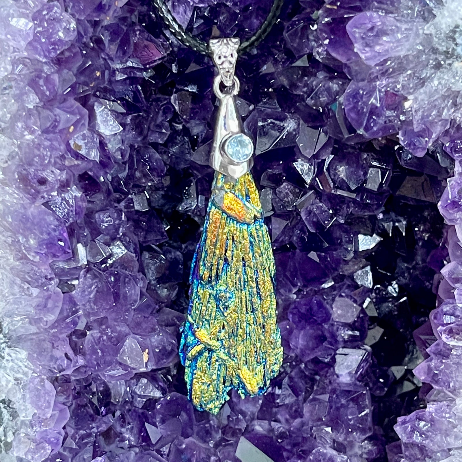 Sterling Silver Titanium Quartz & Topaz Pendant - The Spirit of Life