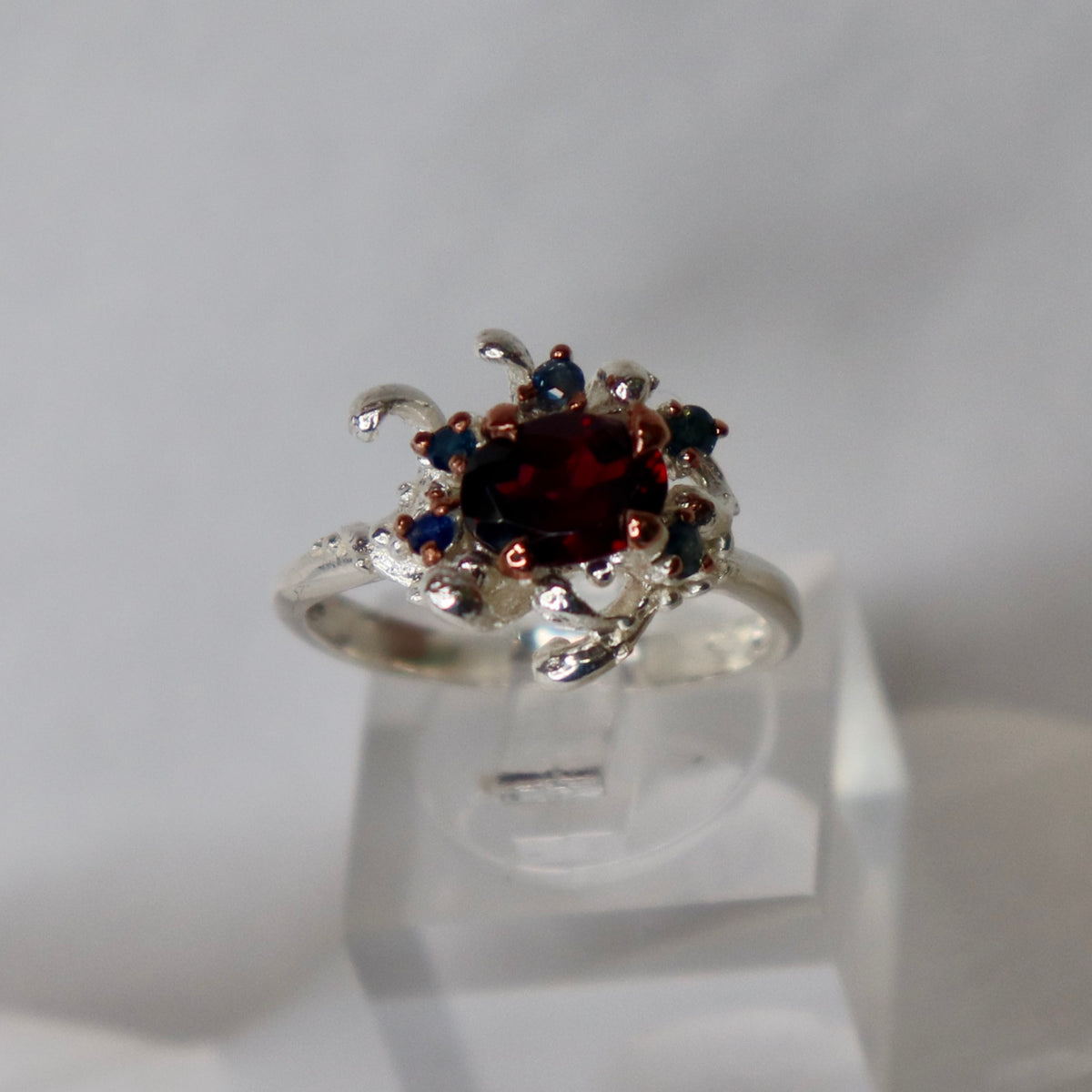 Garnet Sterling Silver Ring Sz 8.25 - The Spirit of Life