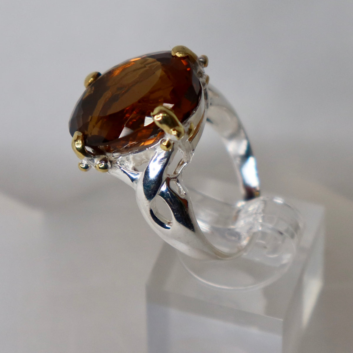 Cognac Quartz Sterling Silver Ring Sz 8.25 - The Spirit of Life
